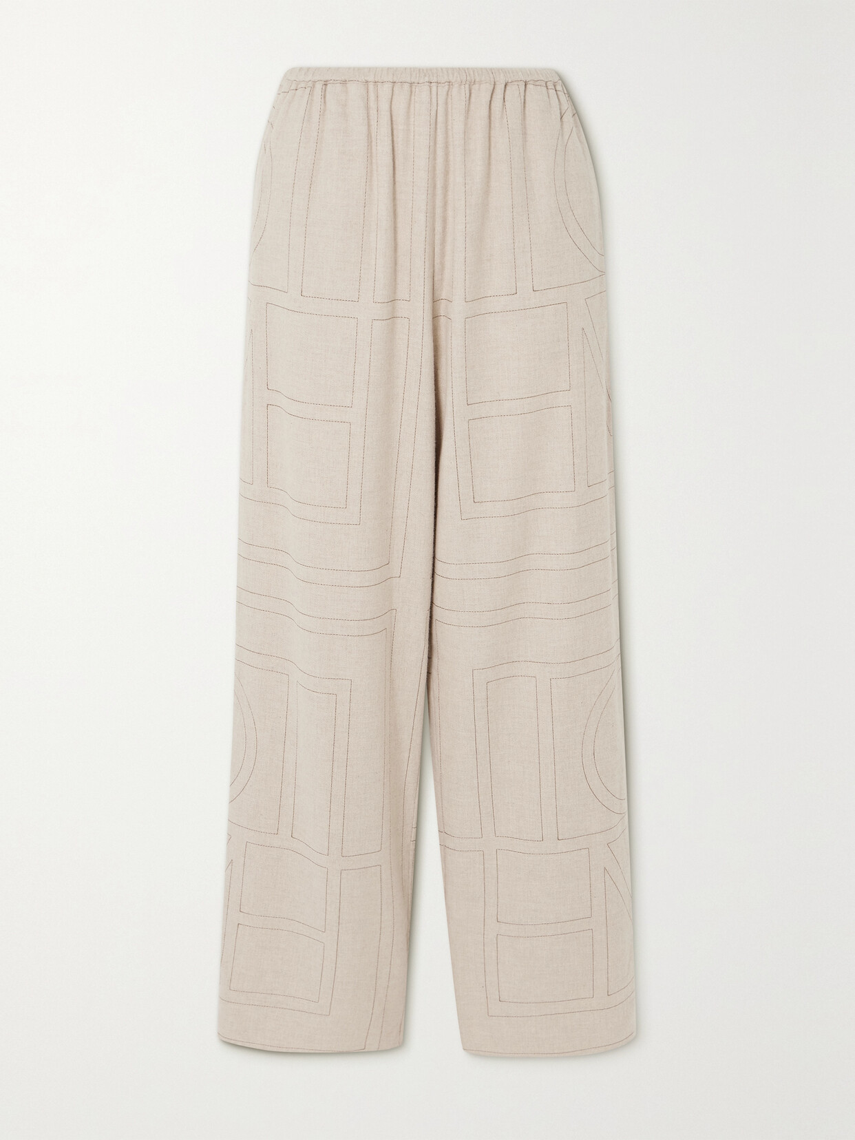 TOTEME - + Net Sustain Embroidered Lenzing™ Modal-flannel Wide-leg Pants - Neutrals