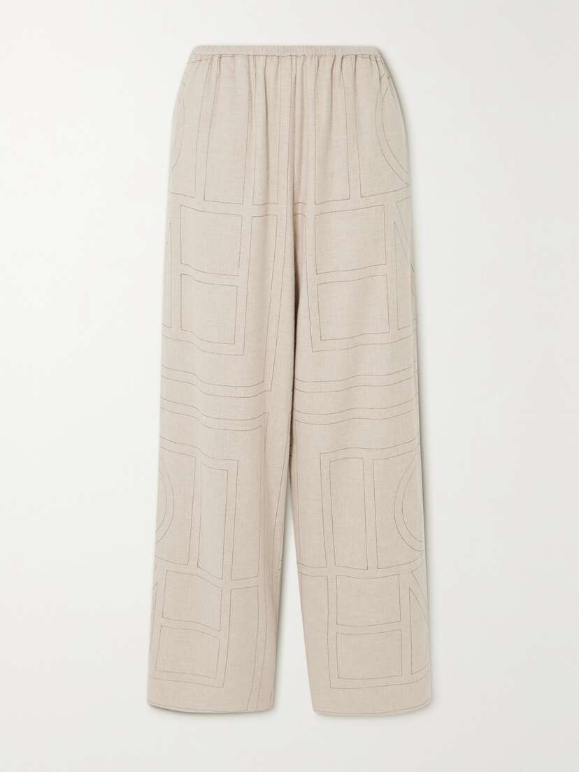 TOTEME + Net Sustain Embroidered Lenzing™ Modal-flannel Wide-leg Pants