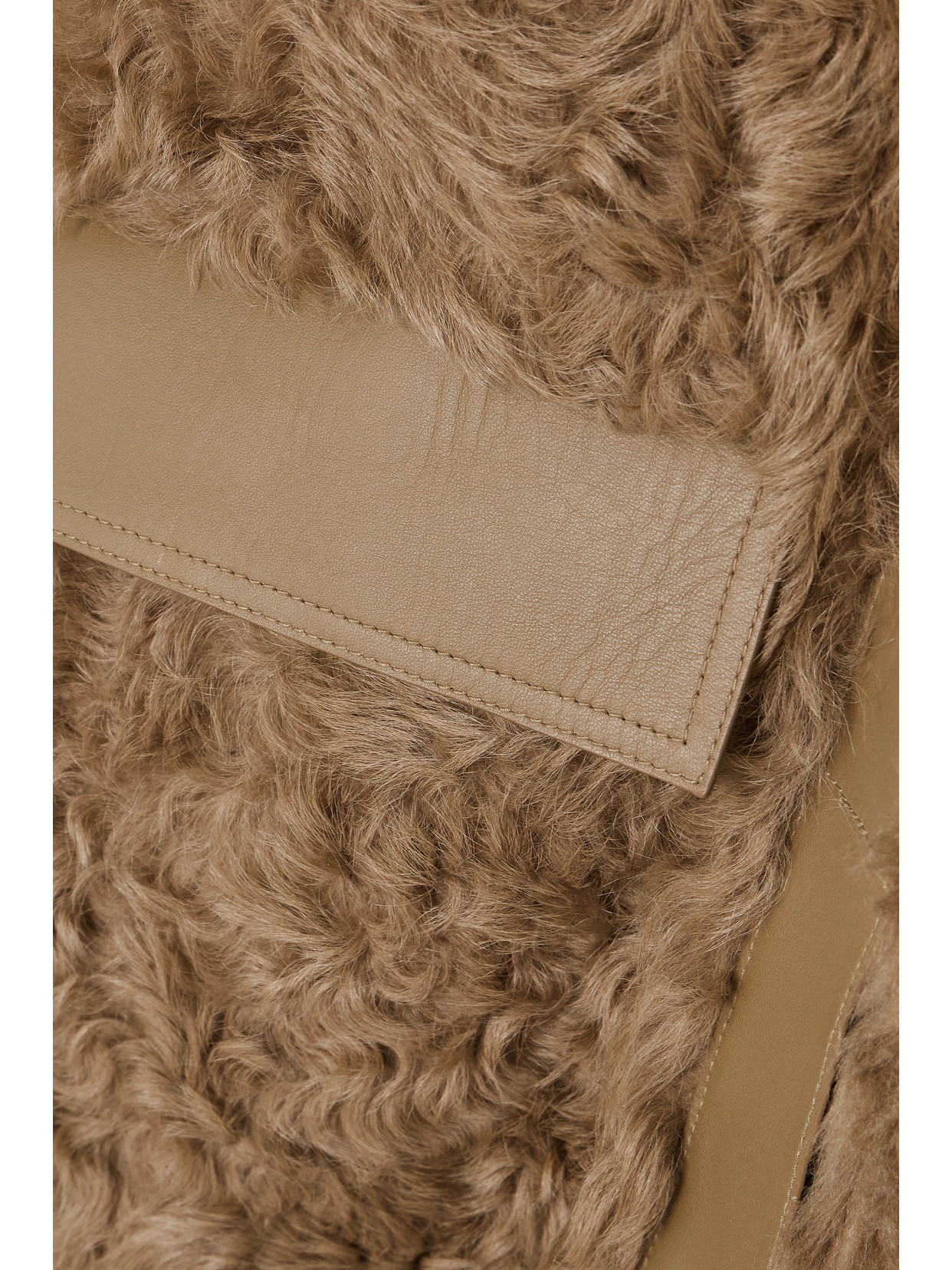 Shop Totême + Net Sustain Leather-trimmed Shearling Coat In Neutrals