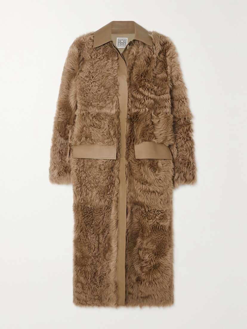 TOTEME + Net Sustain Leather-trimmed Shearling Coat