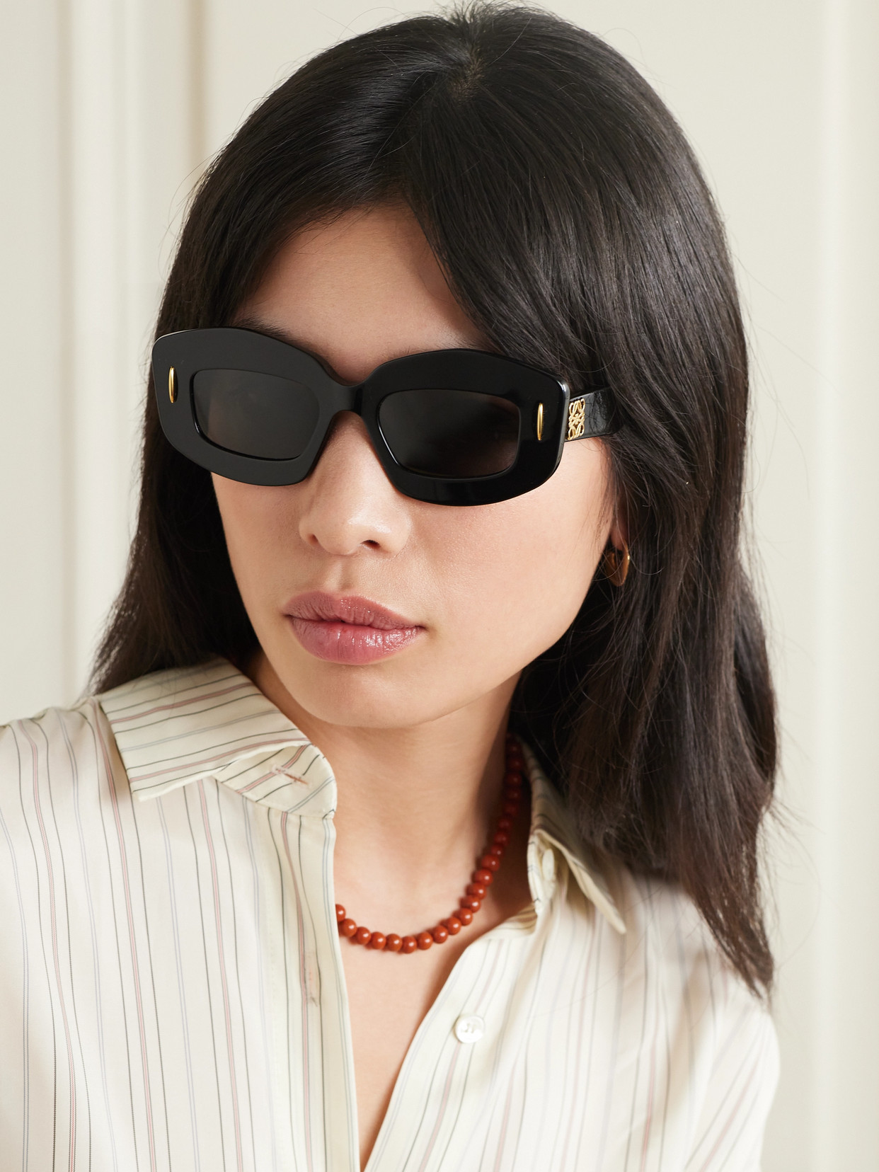 Shop Loewe Screen Square-frame Acetate Sunglasses In Black