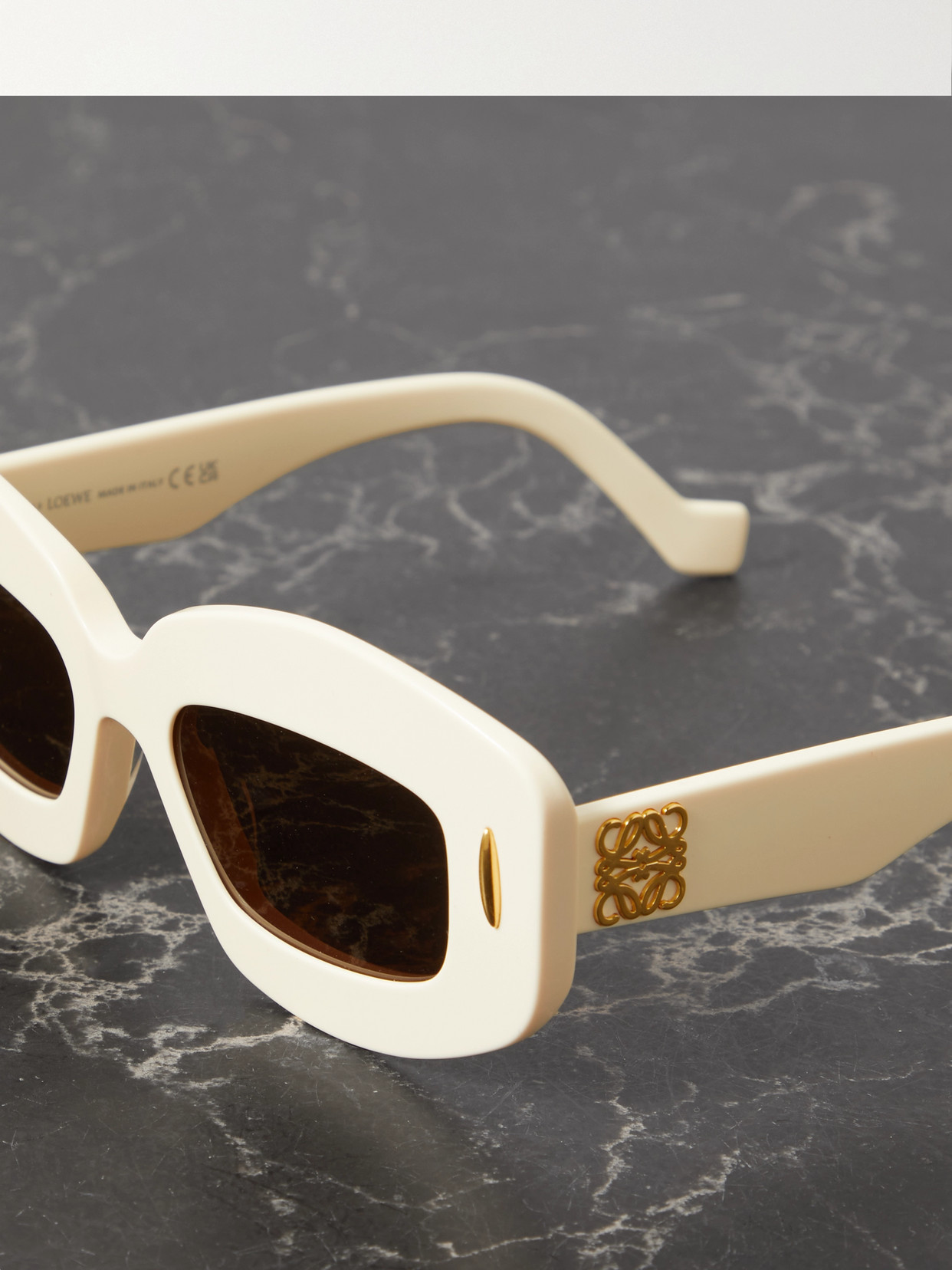 Shop Loewe Screen Square-frame Acetate Sunglasses In Ivory