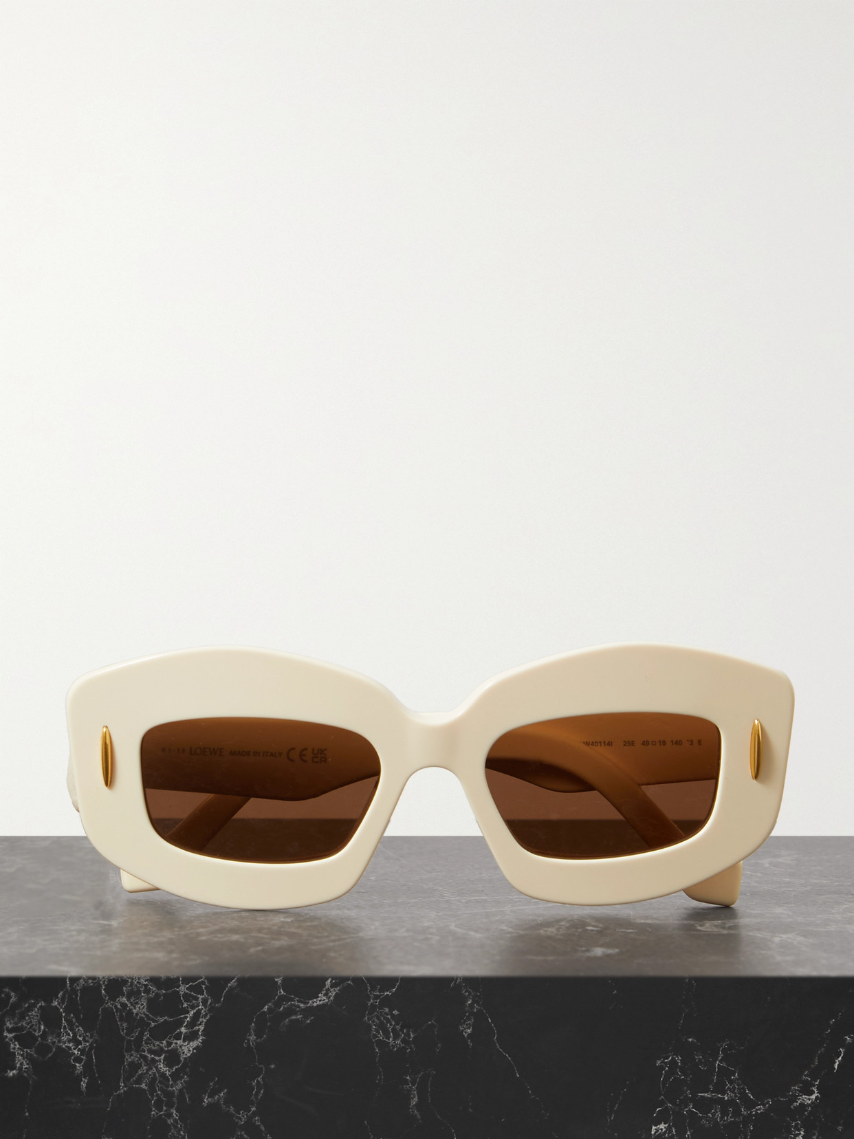 Shop Loewe Screen Square-frame Acetate Sunglasses In Ivory