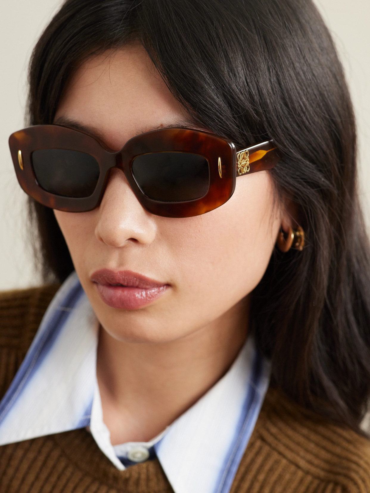 Shop Loewe Screen Square-frame Tortoiseshell Acetate Sunglasses In Brown