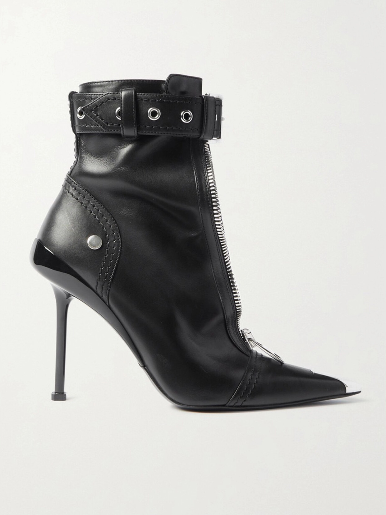 Alexander McQueen Buckled Leather Ankle Boots - Black