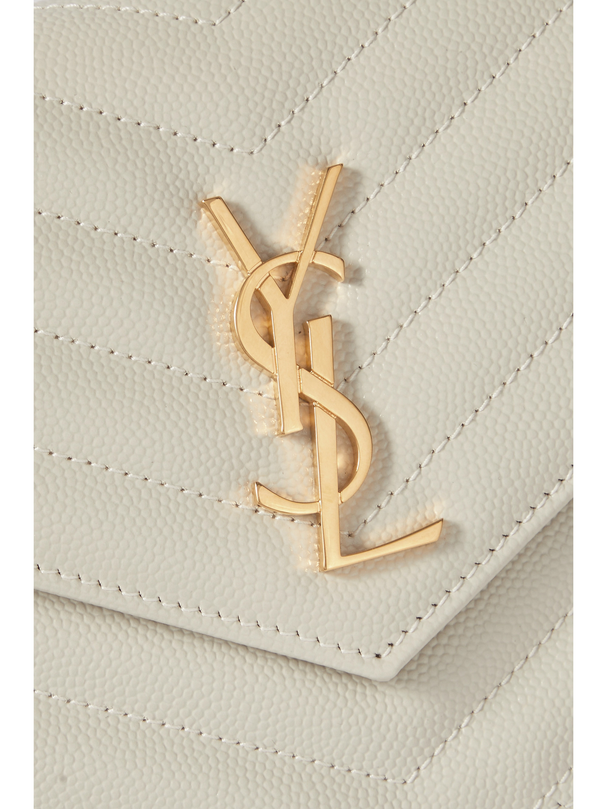 Saint Laurent Cassandre matelassé textured-leather chain wallet