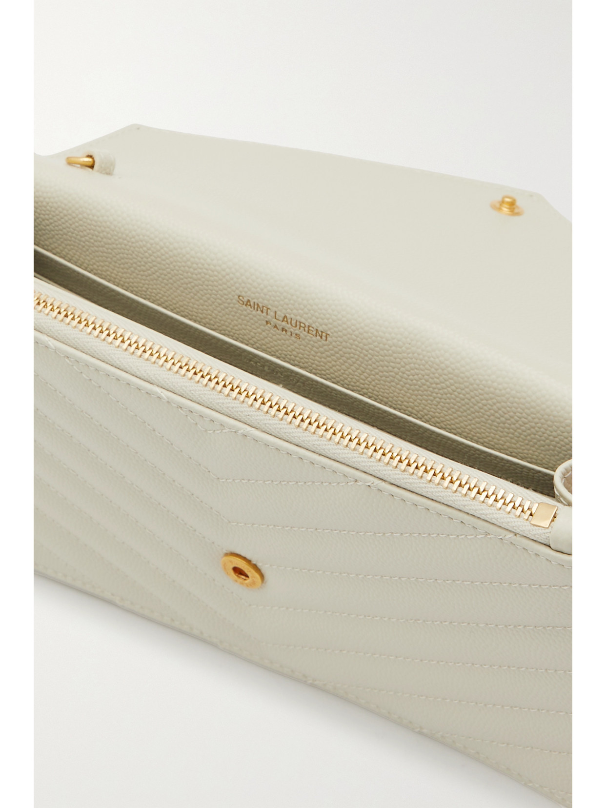 Saint Laurent Cassandre Envelope Chain Matelassé Textured-leather Wallet In Unknown