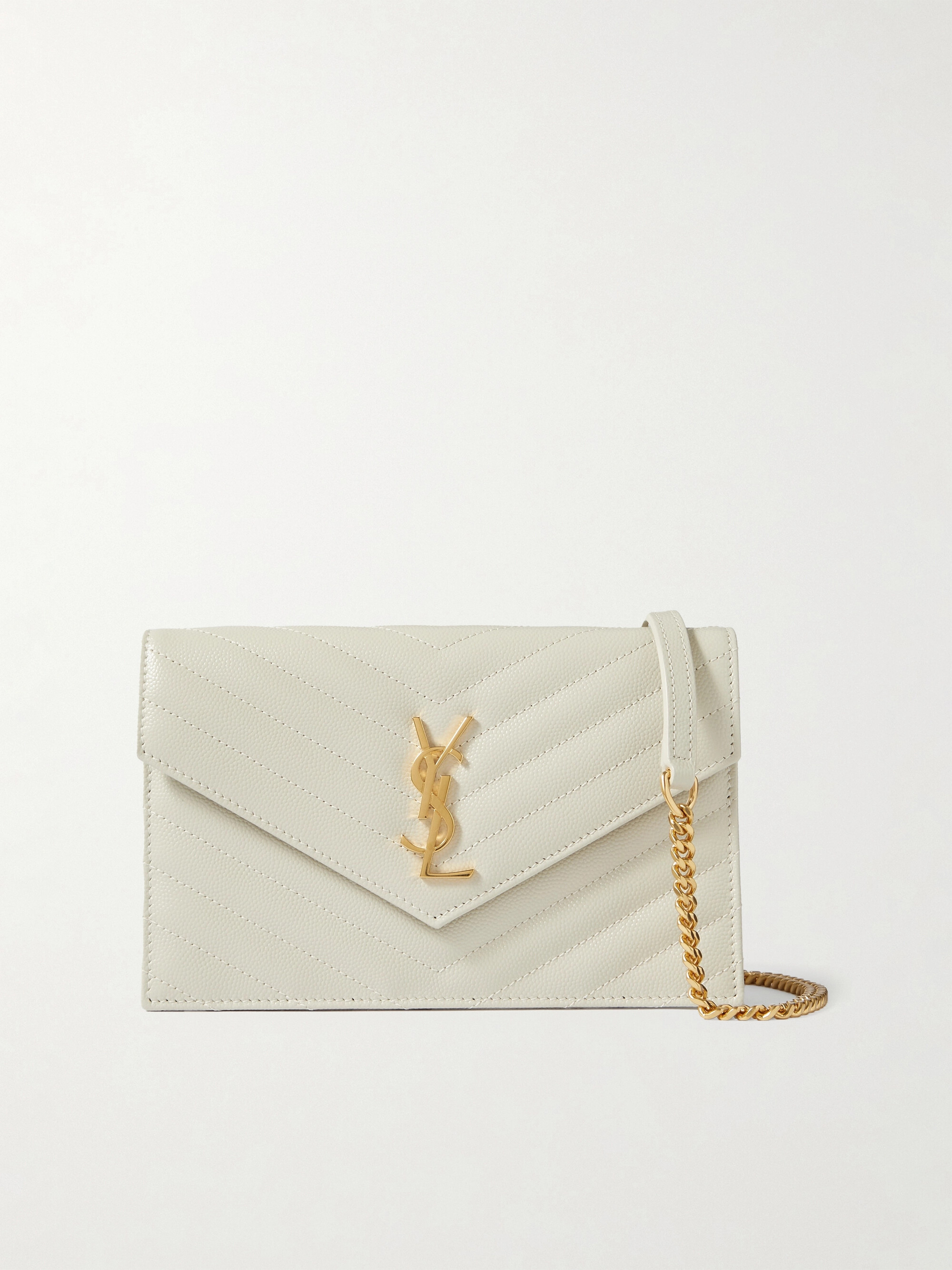 Saint Laurent Cassandre matelassé textured-leather chain wallet
