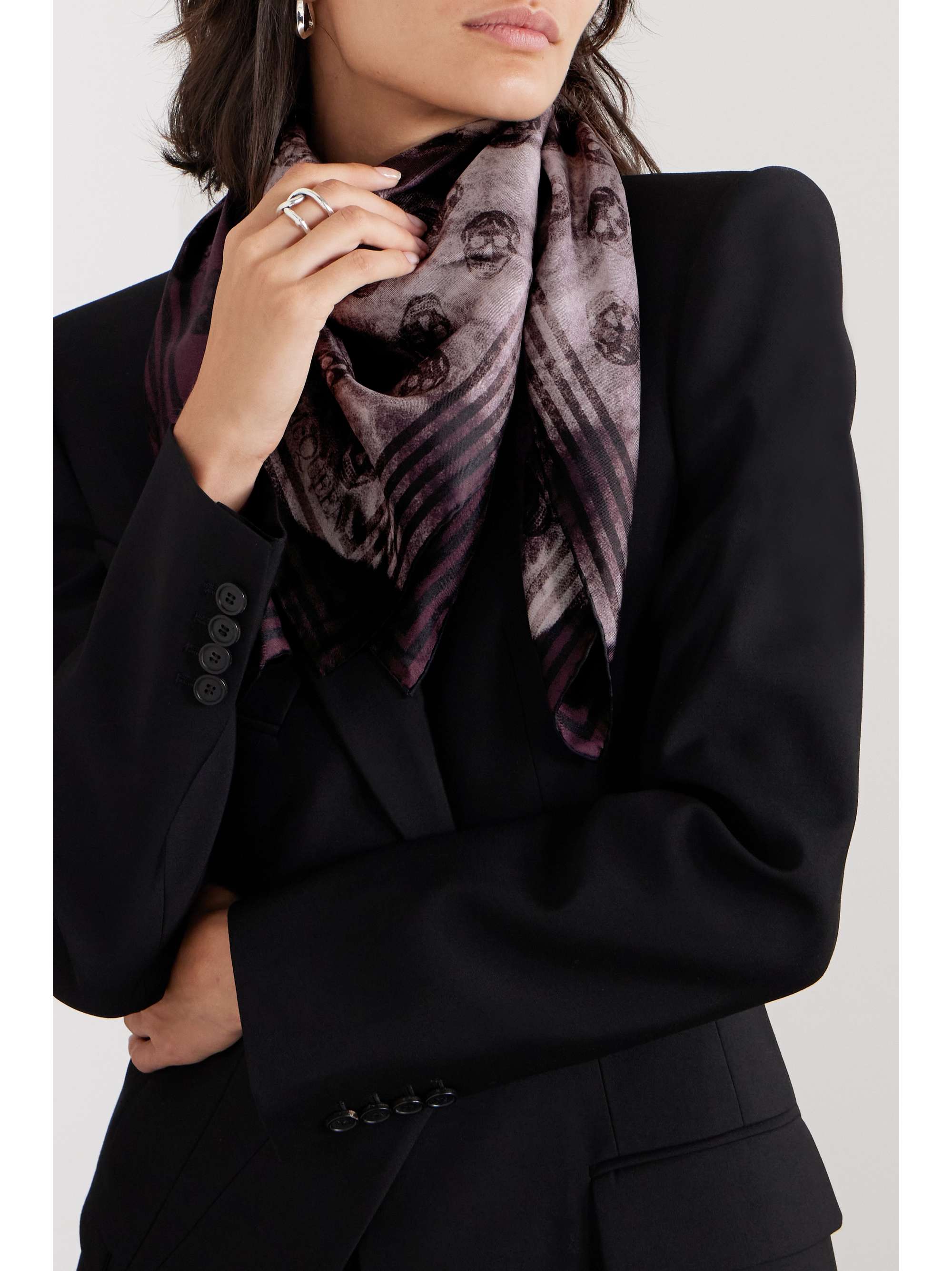 Printed silk scarf - Black - Ladies