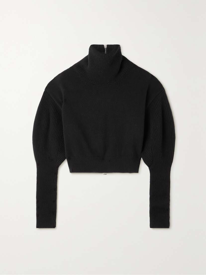Alexander McQueen Cropped Ribbed Wool And Cashmere-blend Turtleneck Sweater