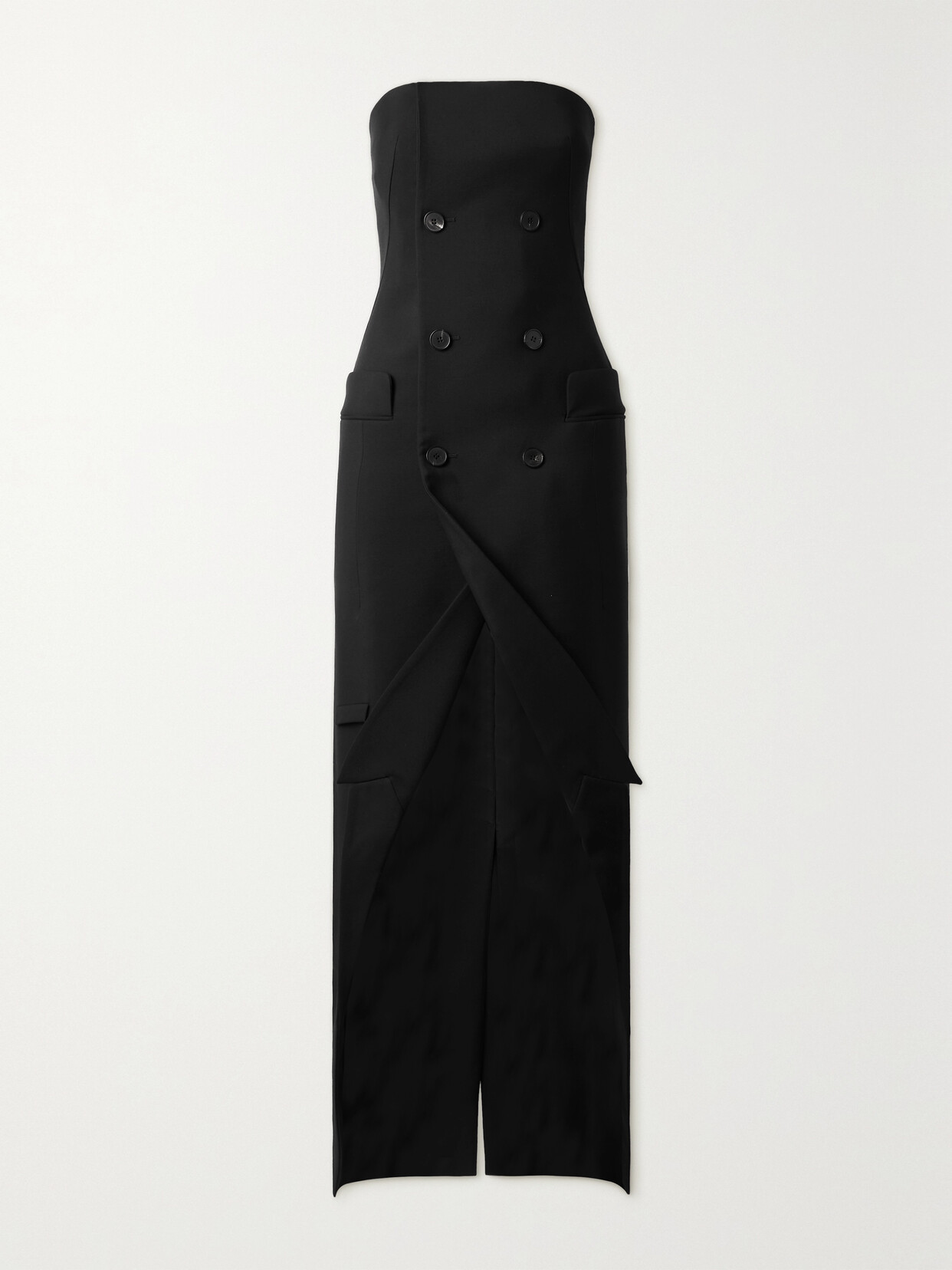 Alexander Mcqueen Strapless Wool Maxi Dress In Black