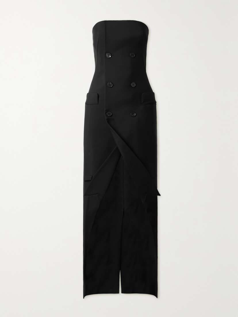 Alexander McQueen Strapless Wool Maxi Dress