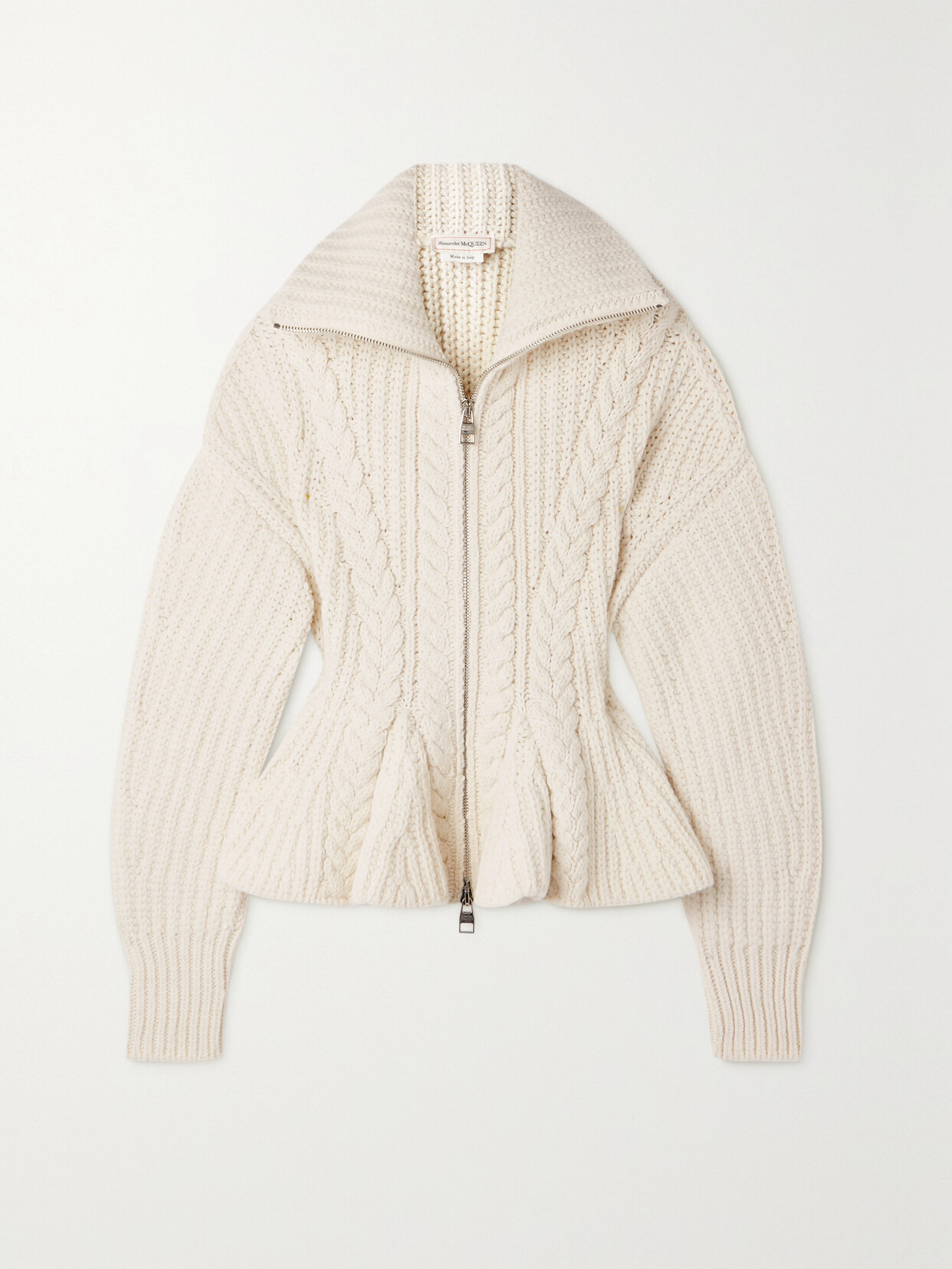 Alexander McQueen Cable-knit Wool-blend Cardigan - Ivory