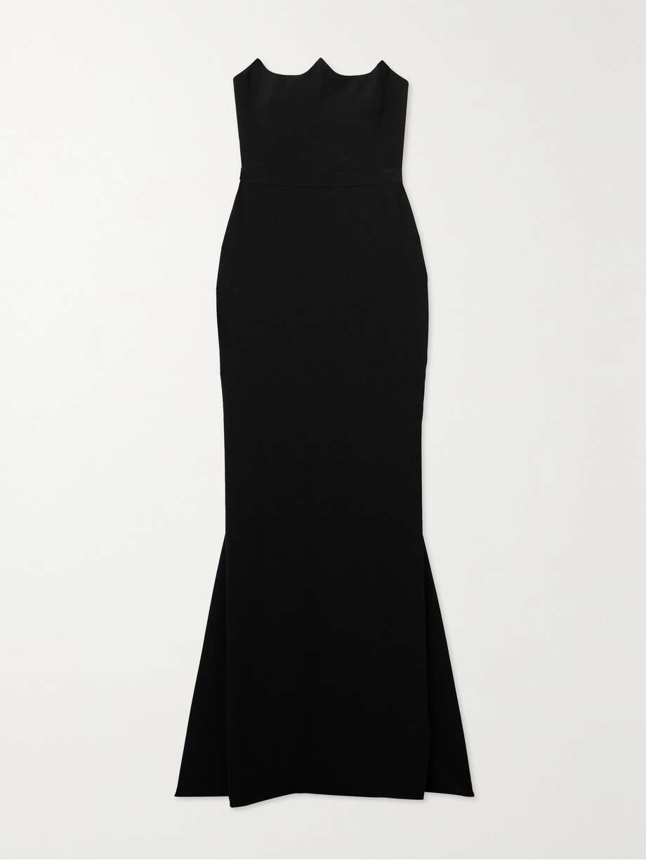 strapless crepe gown