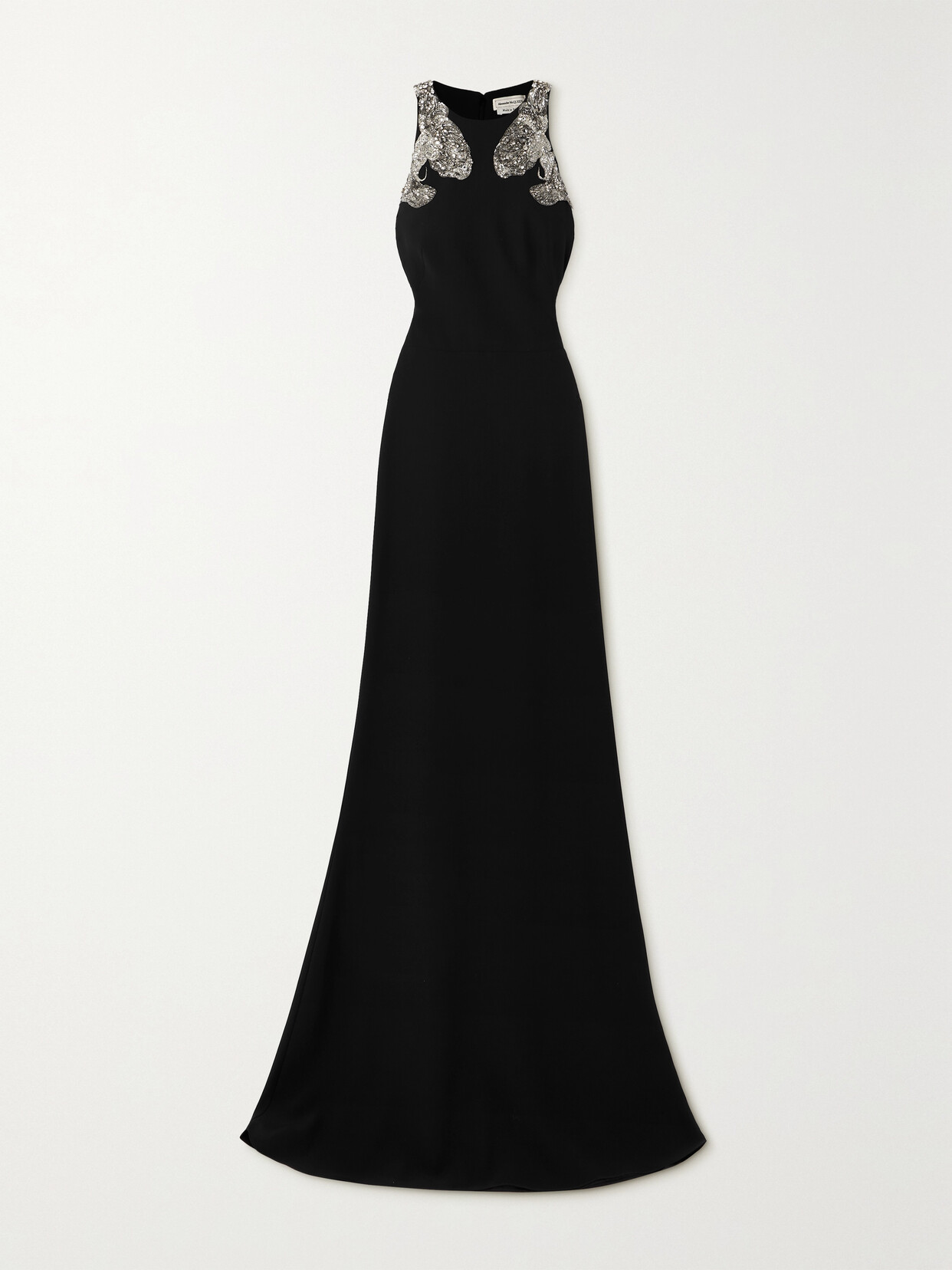 Shop Alexander Mcqueen Crystal-embellished Crepe Gown In Black