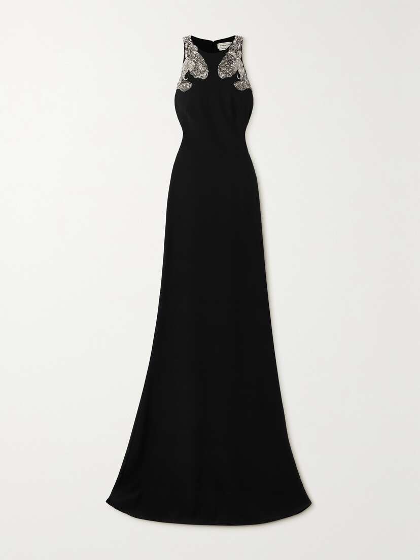 Alexander McQueen Crystal-embellished Crepe Gown