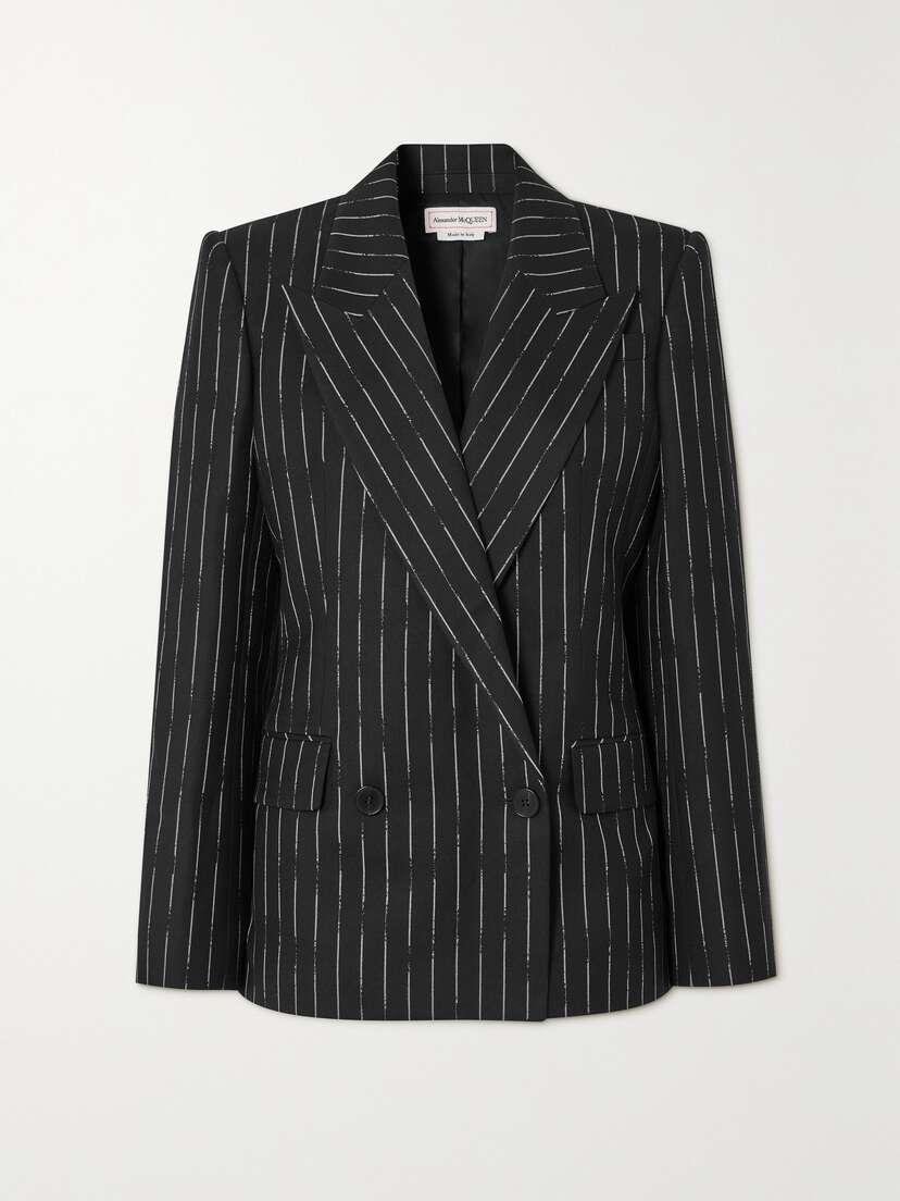 Alexander McQueen Double-breasted Striped Wool-twill Blazer