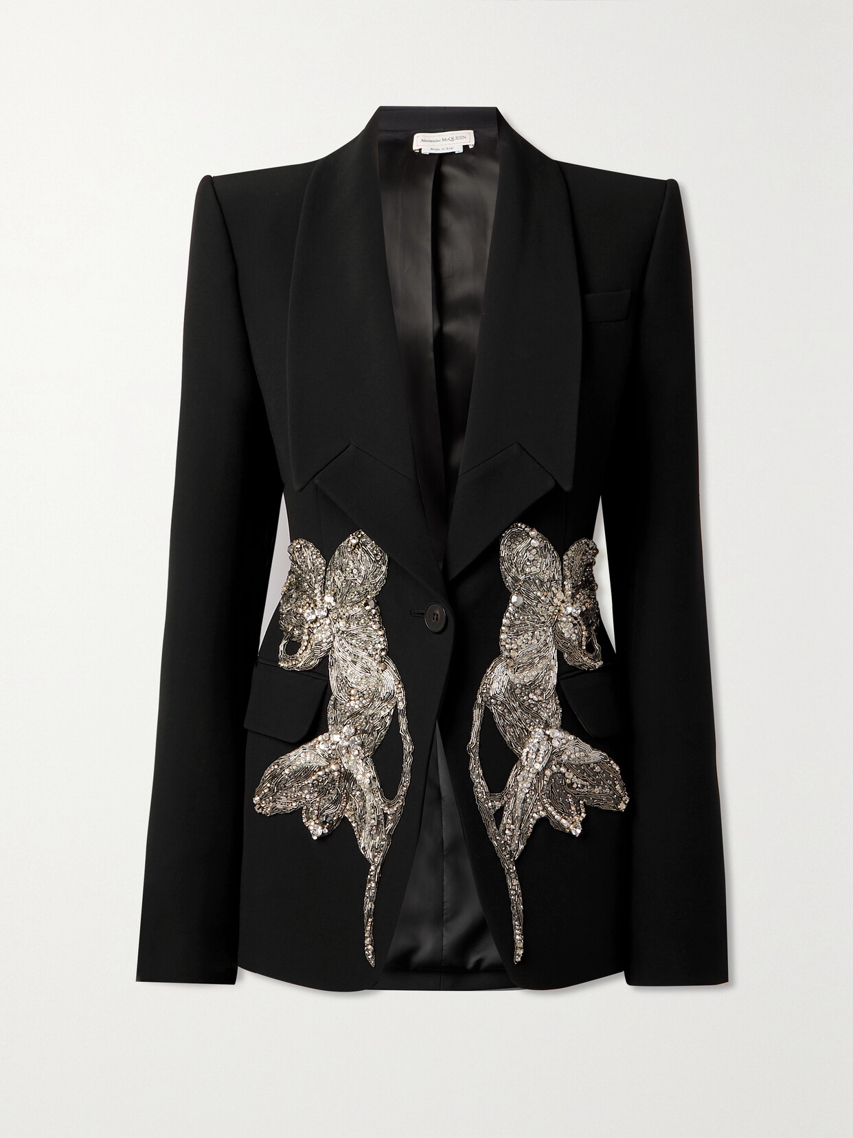 Alexander McQueen - Crystal-embellished Appliquéd Crepe Blazer - Black