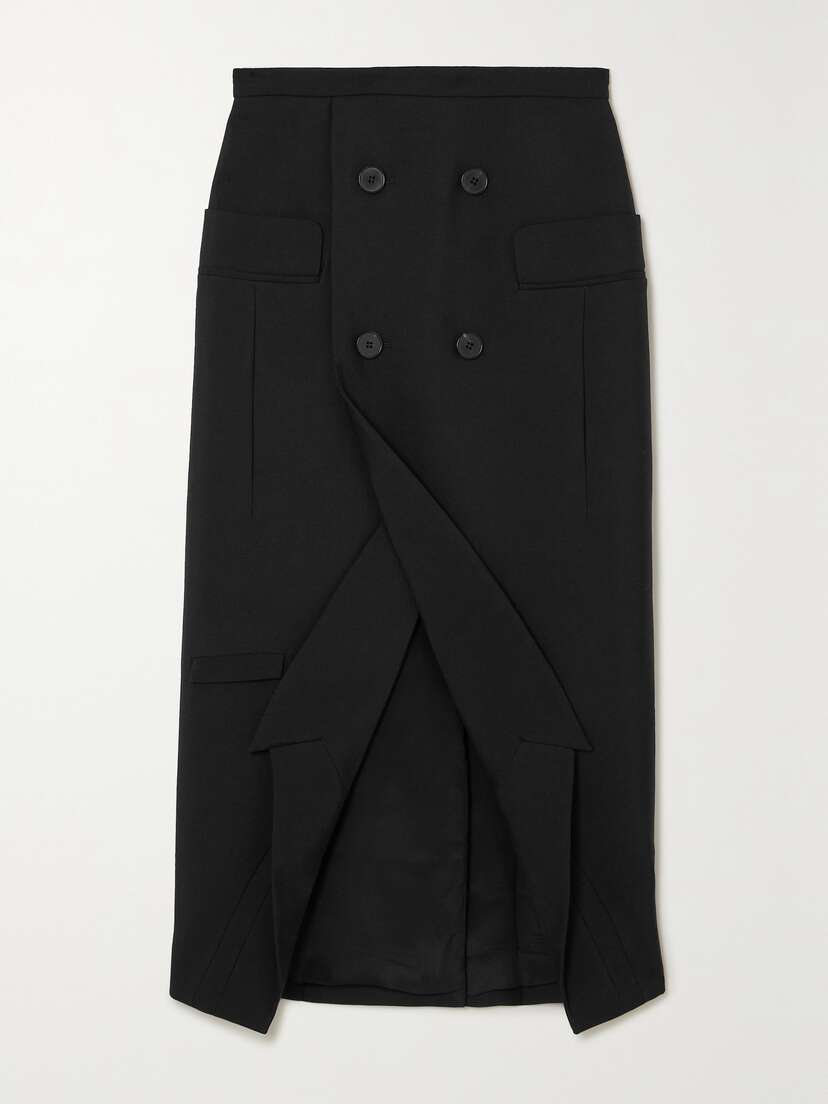 Alexander McQueen Grain De Poudre Wool Midi Skirt