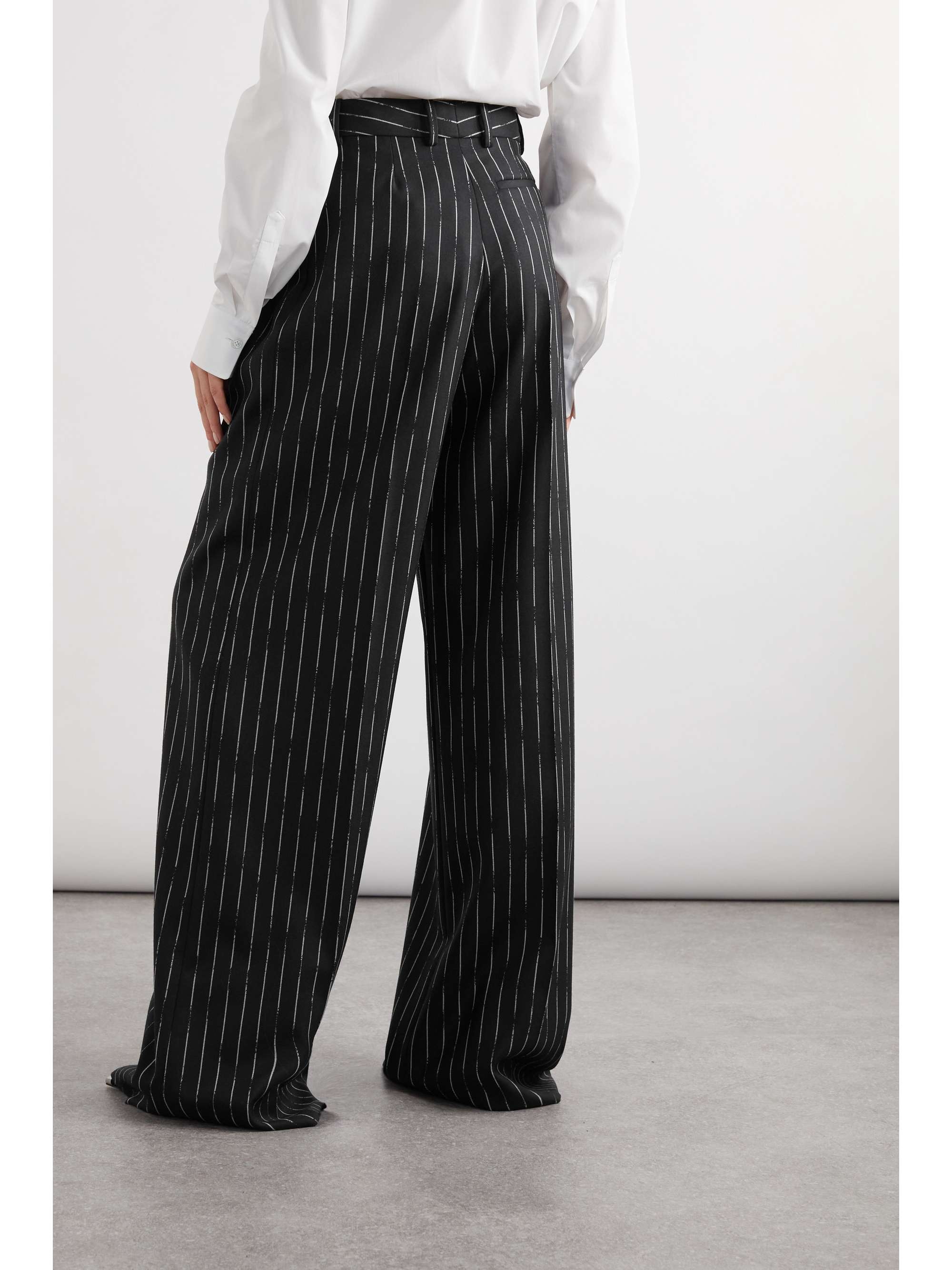 MCQUEEN Pinstriped wool-twill wide-leg pants | NET-A-PORTER
