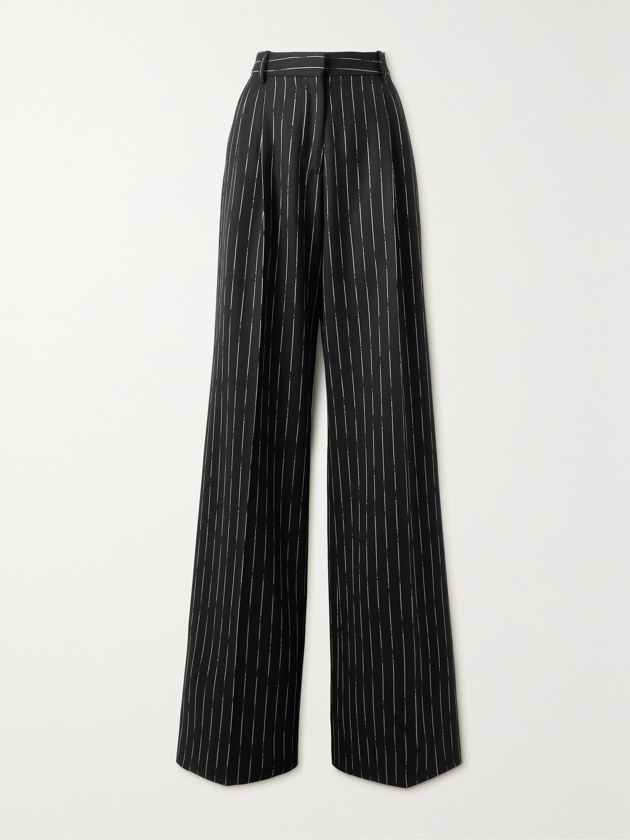 Shop Alexander Mcqueen Pinstriped Wool-twill Wide-leg Pants In Black