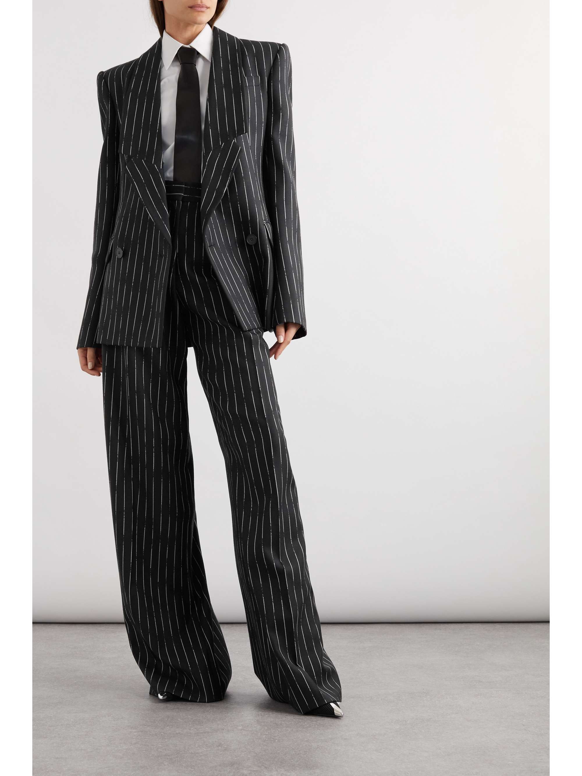 MCQUEEN Pinstriped wool-twill wide-leg pants | NET-A-PORTER