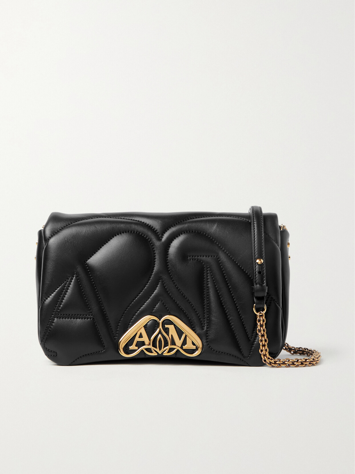 Alexander McQueen Exploded Seal Embellished Quilted Leather Shoulder Bag