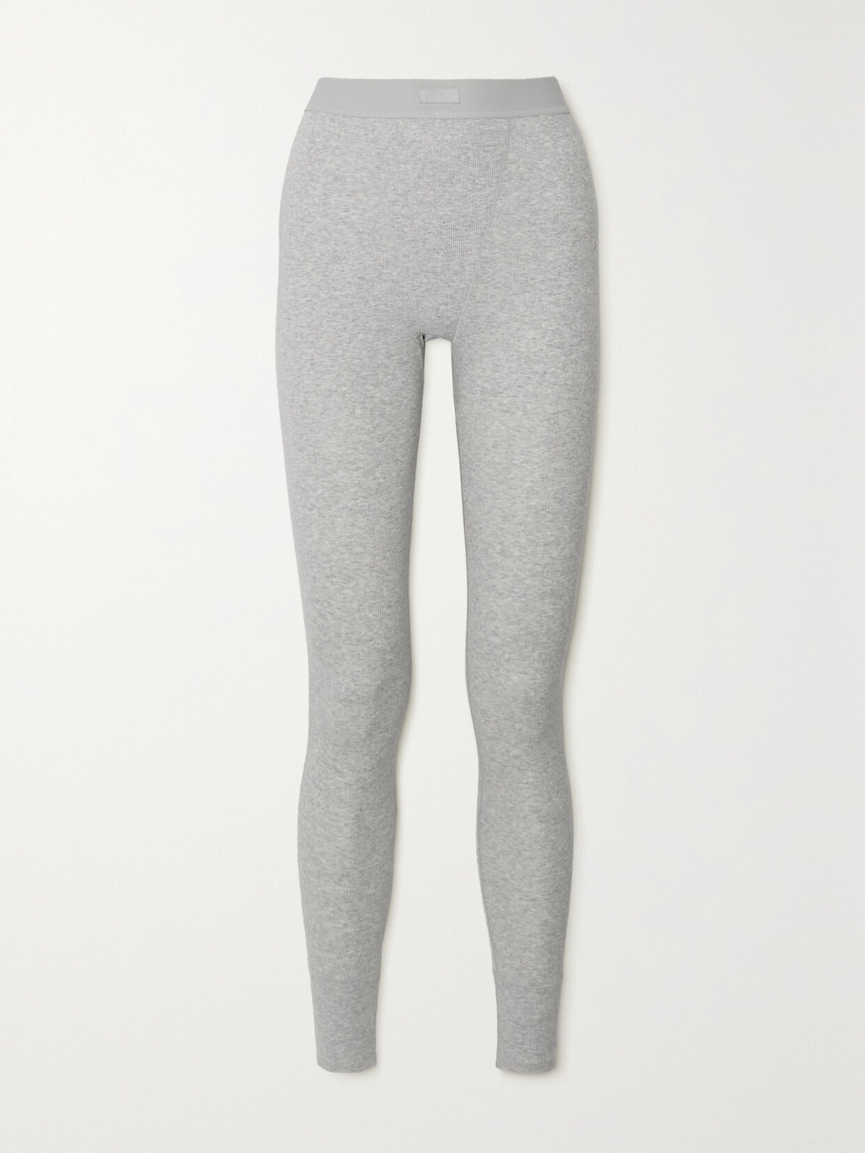 Skims Cotton Collection Ribbed Cotton-blend Jersey Leggings In Gray