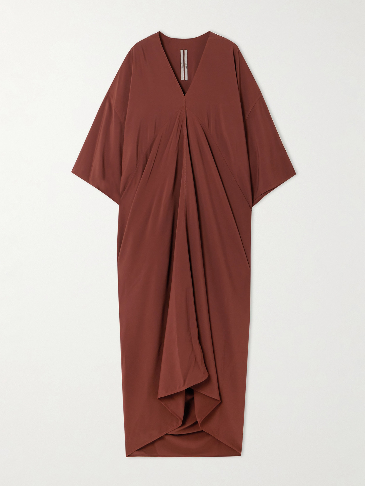 Rick Owens Tommykite Draped Crepe Maxi Dress In Brown