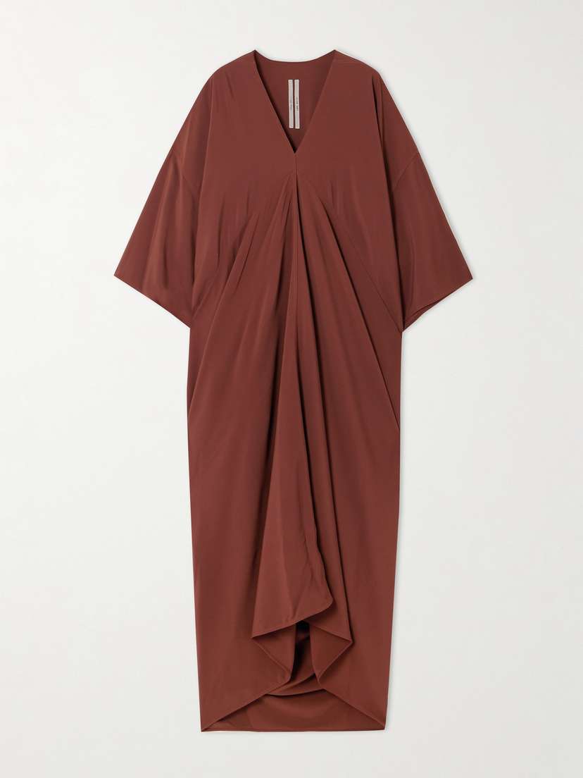 Rick Owens Tommykite Draped Crepe Maxi Dress