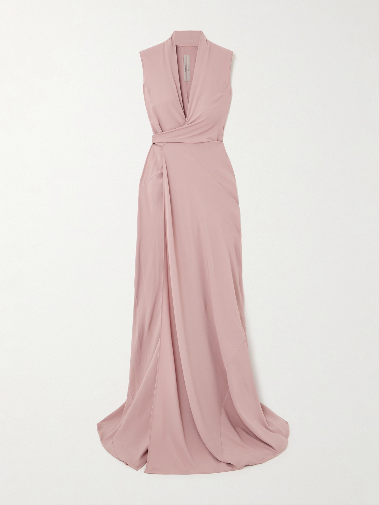 Rick Owens Draped Crepe De Chine Wrap Gown In Pink