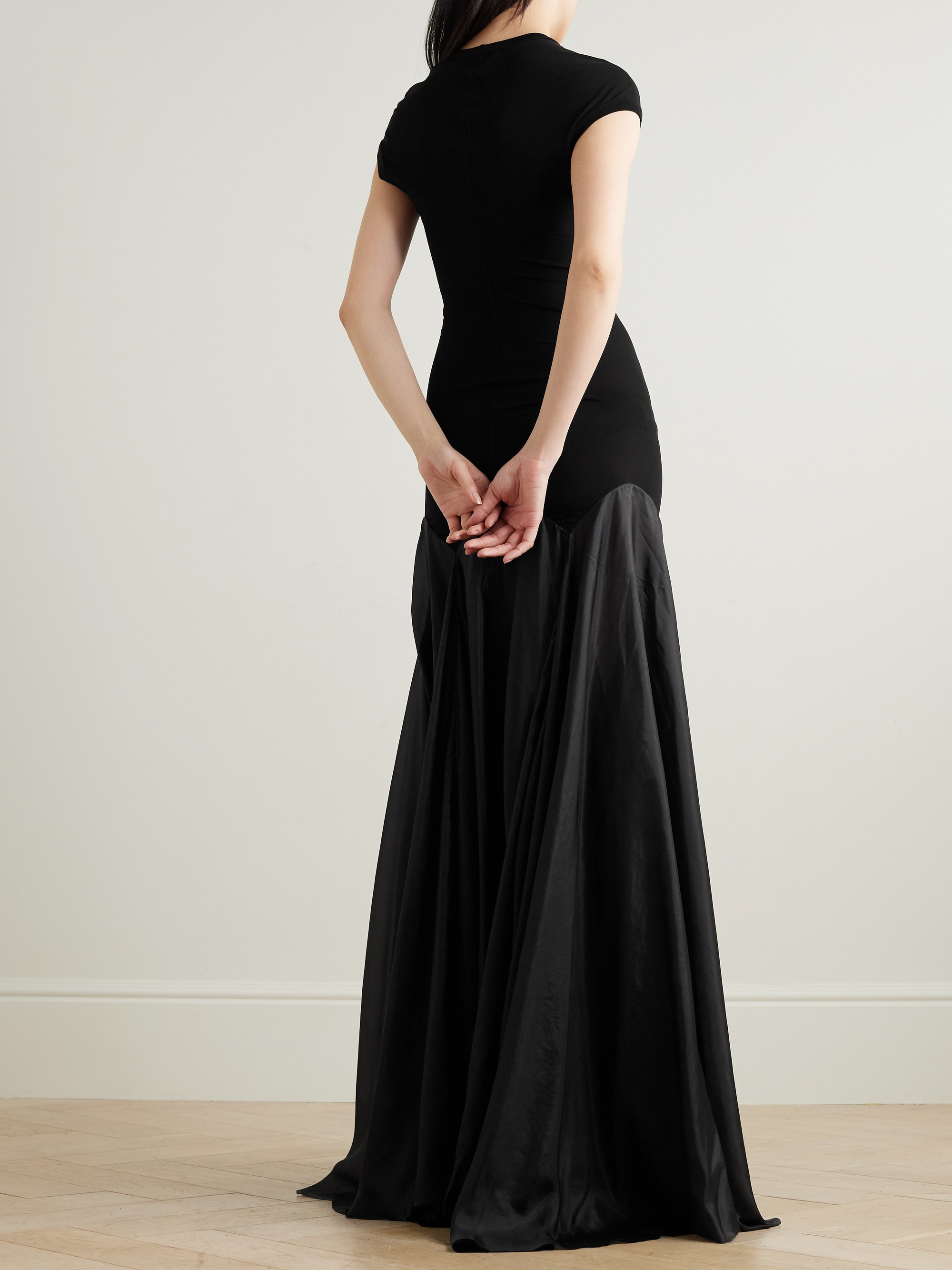 Rick Owens Lido Divine stretch-jersey and silk-habotai gown