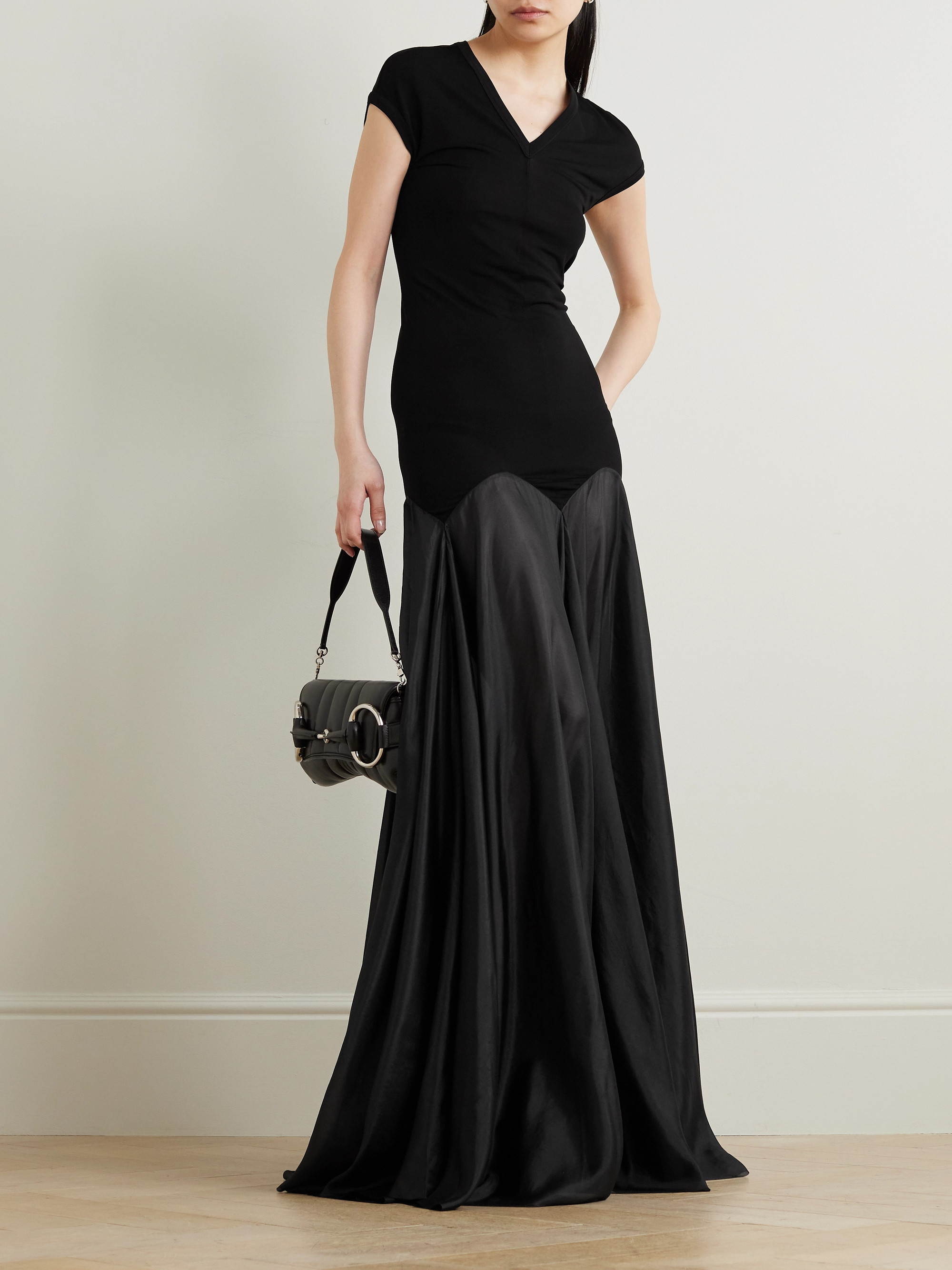 Rick Owens Lido Divine stretch-jersey and silk-habotai gown