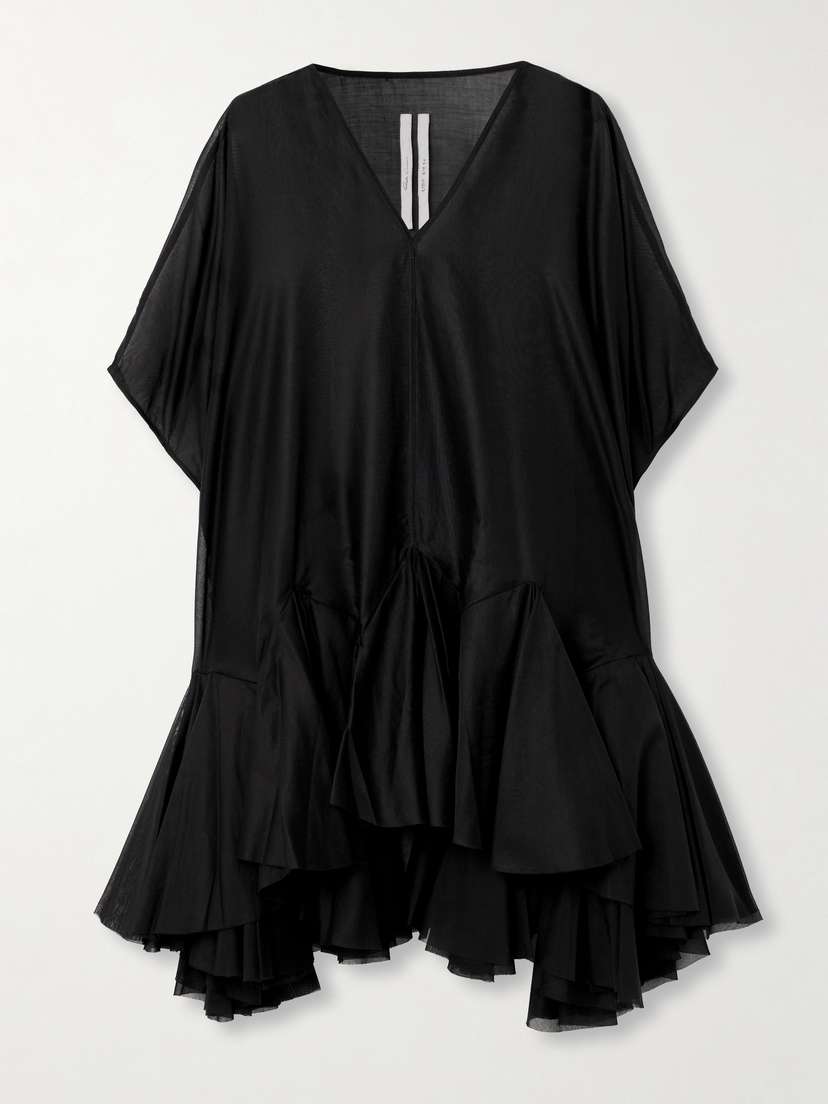 Rick Owens Divine Pleated Cotton-gauze Mini Dress