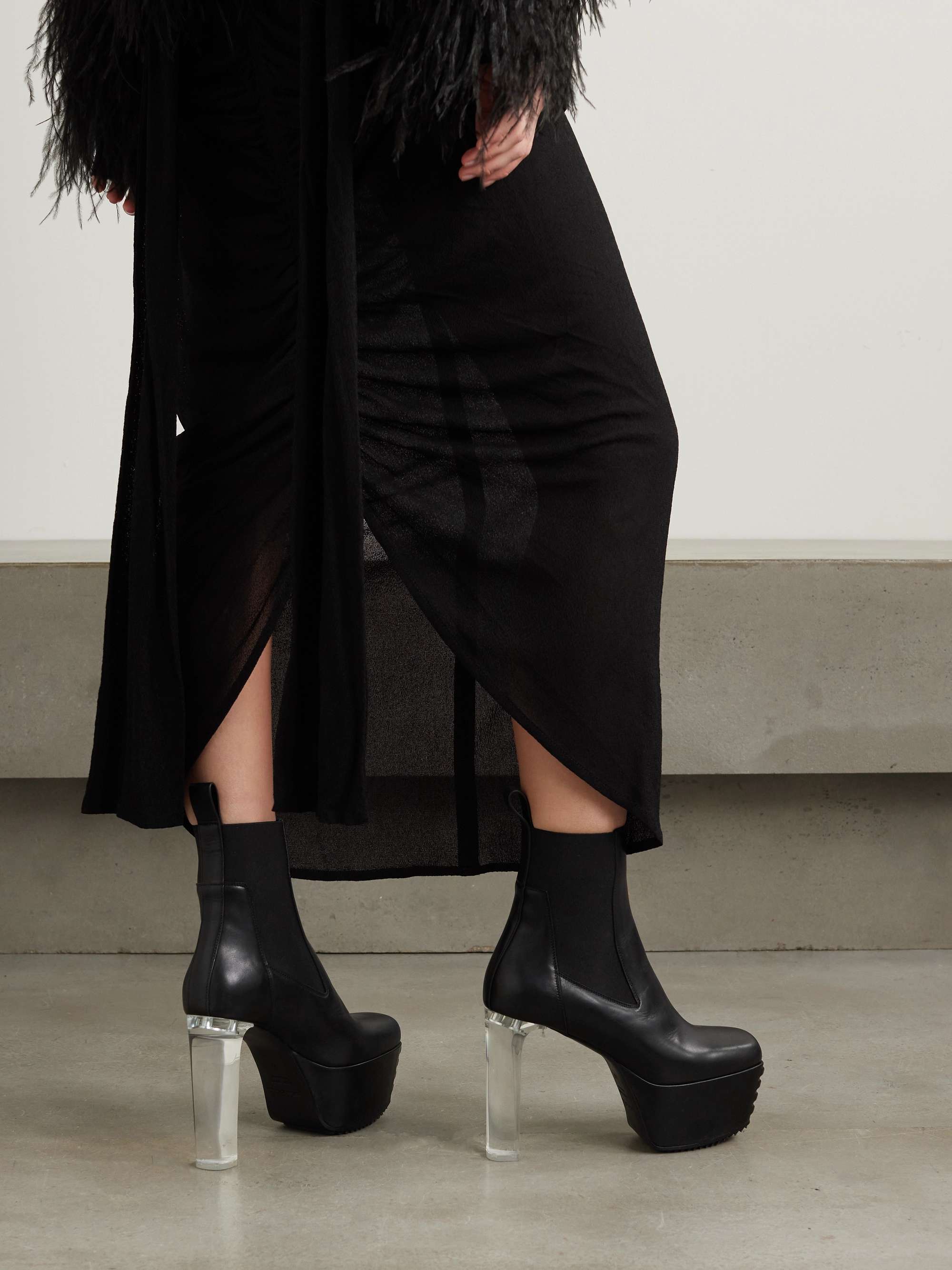 RICK OWENS Minimal Grill Beatle leather platform ankle boots | NET-A-PORTER