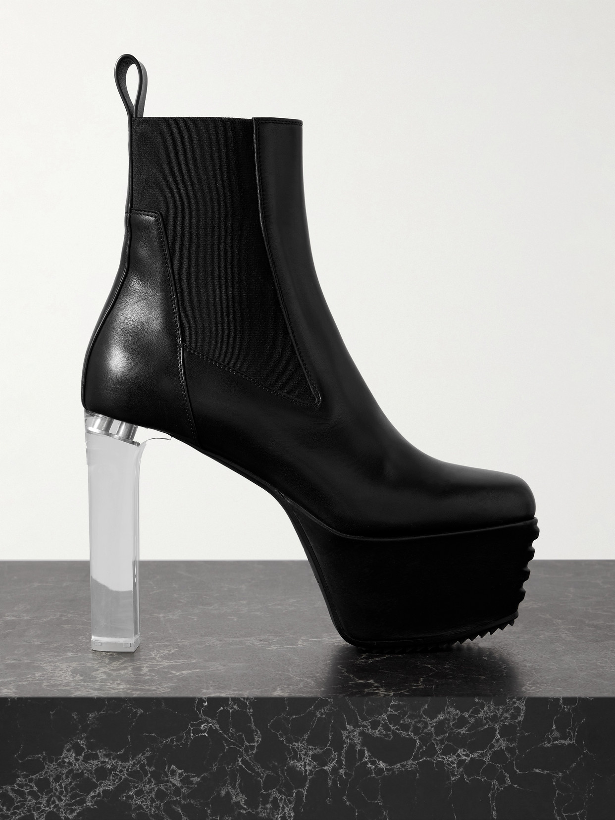 Shop Rick Owens Minimal Grill Beatle Leather Platform Ankle Boots In Black