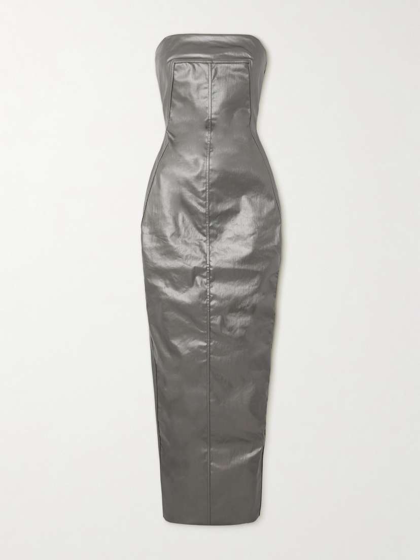 Rick Owens Lido Strapless Paneled Coated-denim Gown
