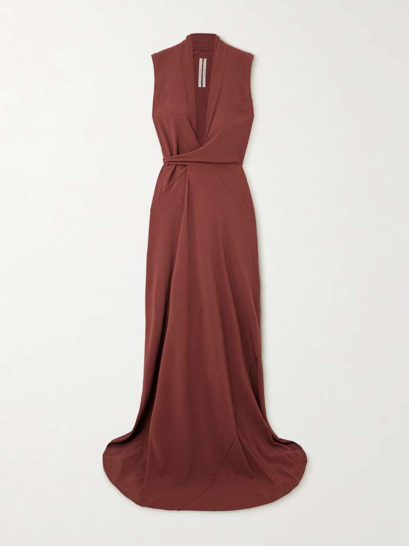 Rick Owens Draped Crepe De Chine Wrap Gown