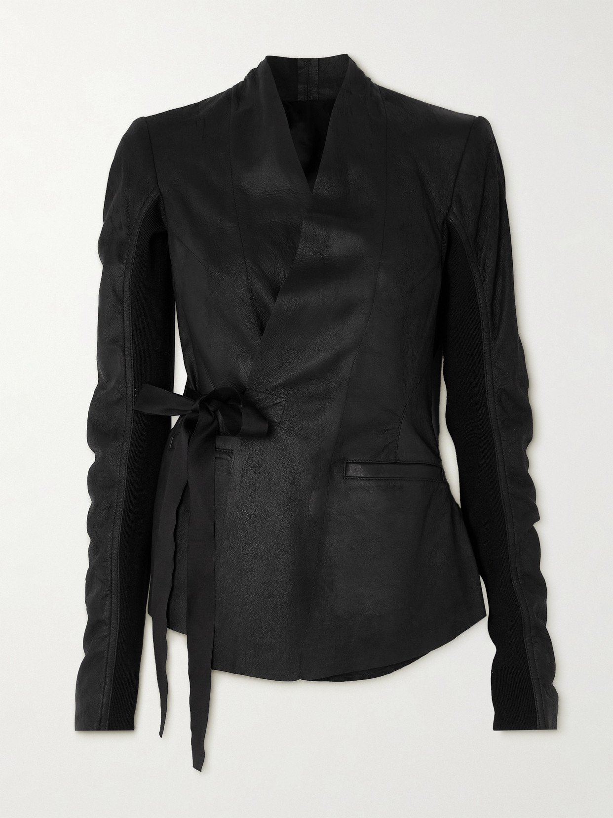 Rick Owens Womens Black Wrapped Slim-fit Leather Jacket In Black