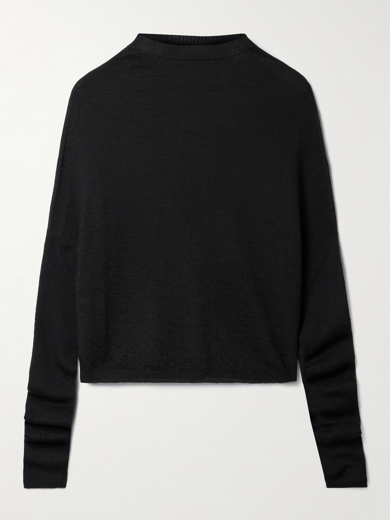 Rick Owens Cropped Wool Sweater In Black