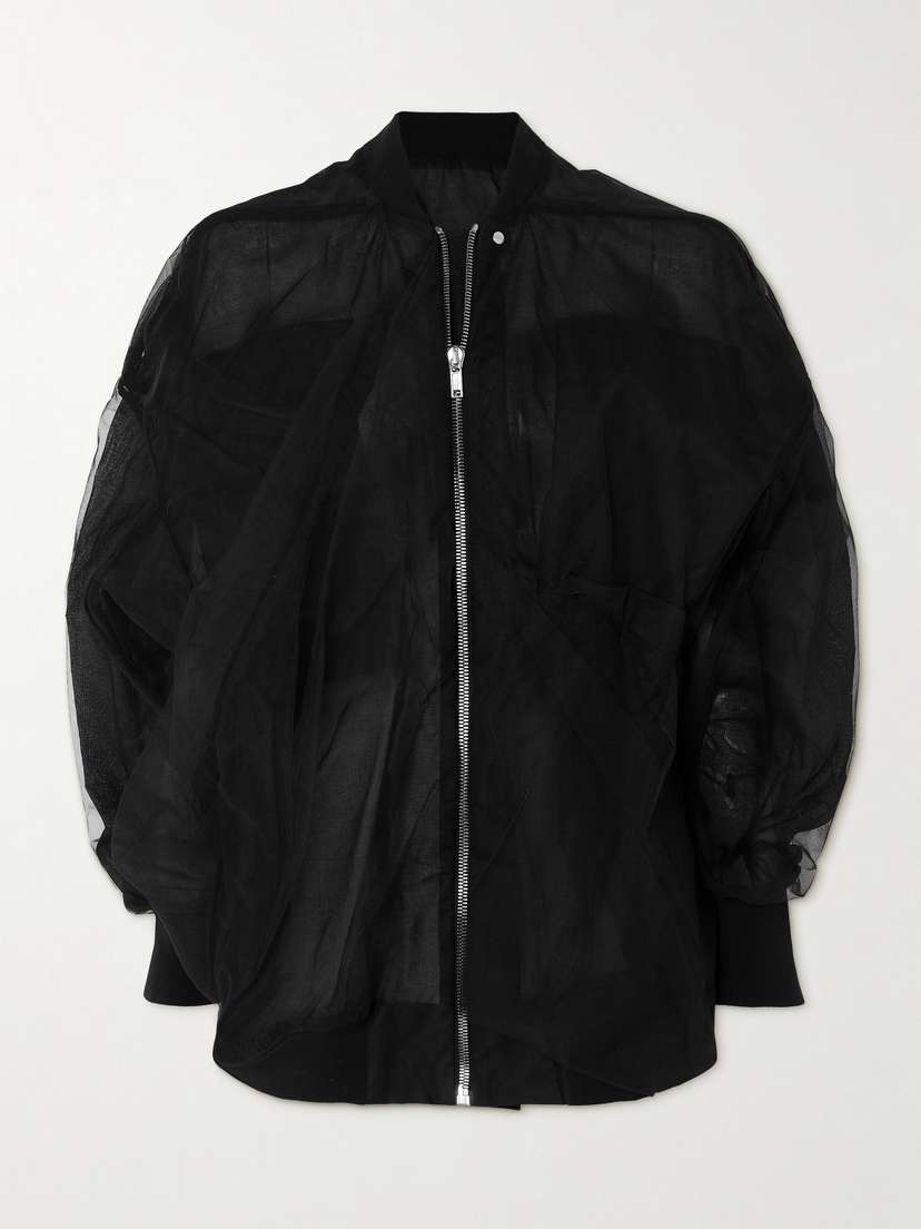 Rick Owens Gathered Mesh Bomber Jacket