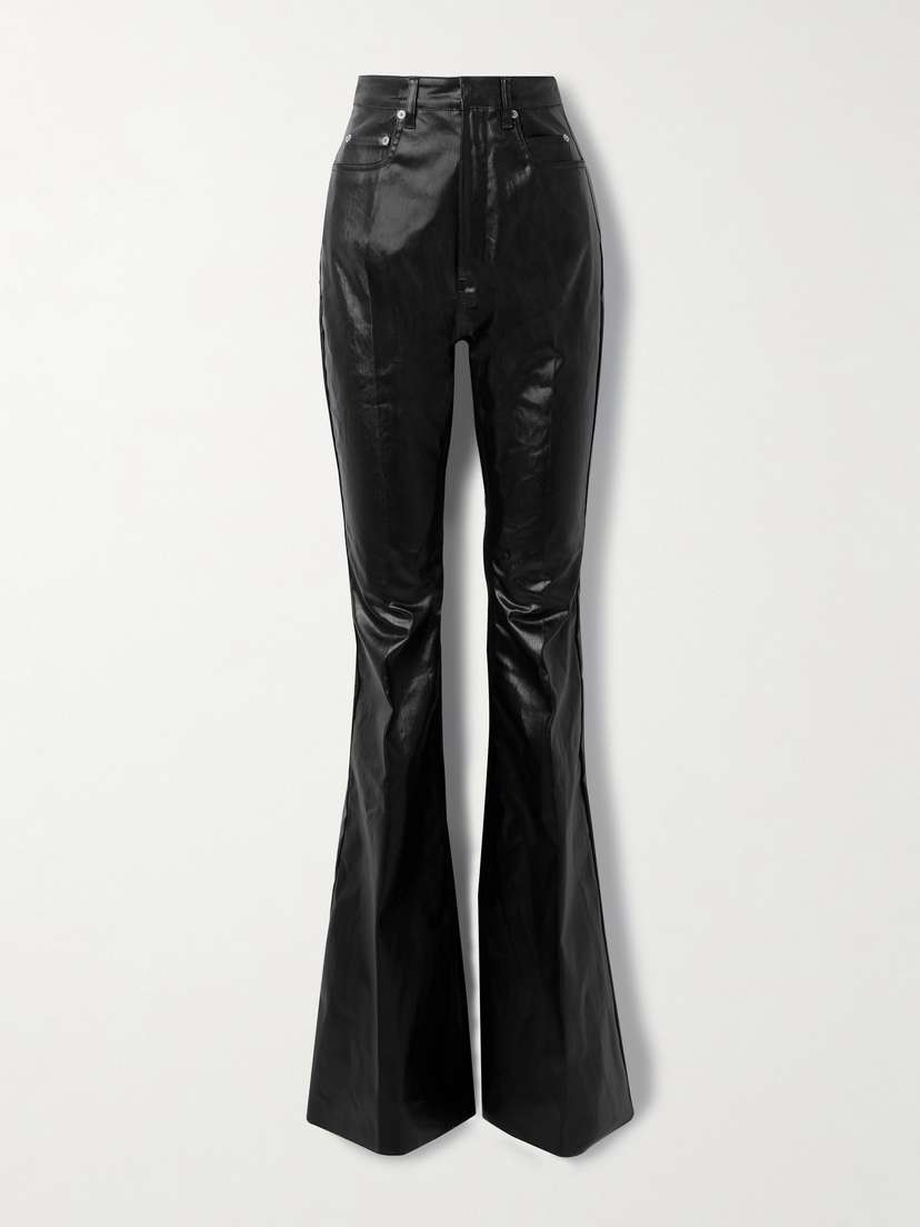 Rick Owens Bolan Coated Cotton-blend Twill Flared Pants