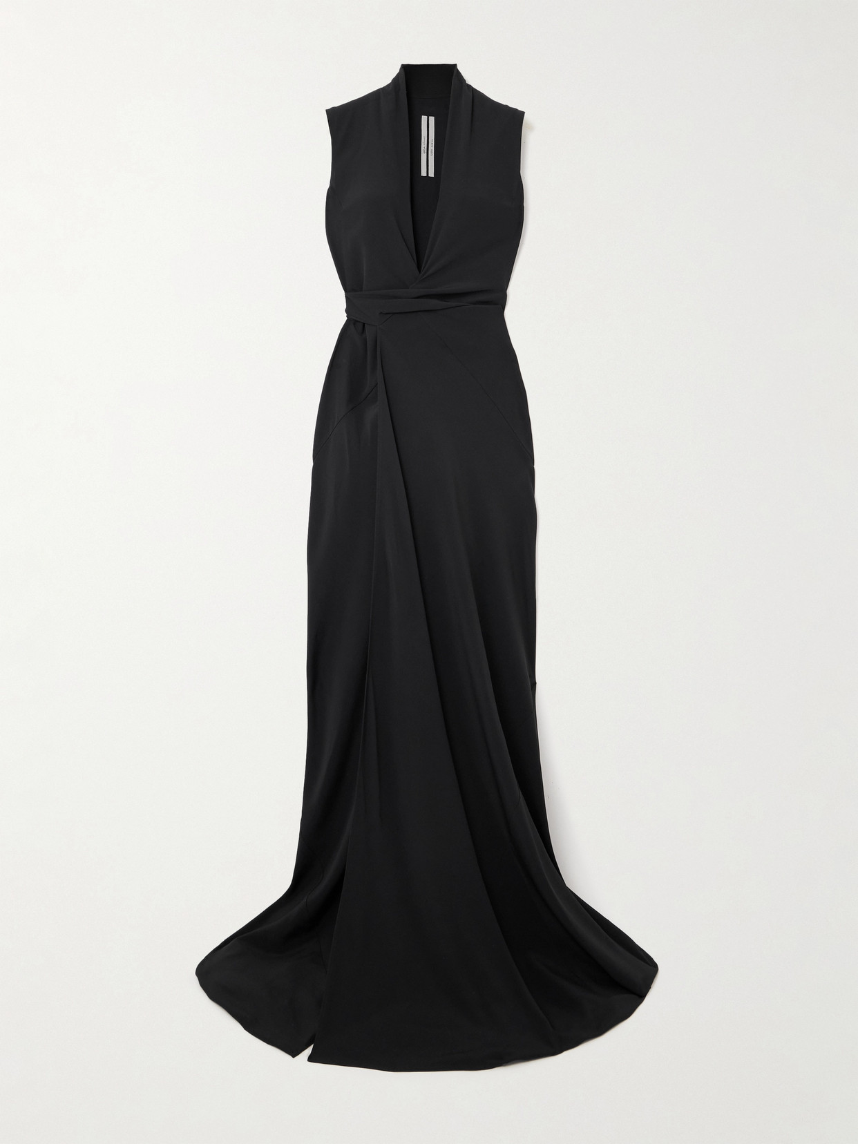 Rick Owens Draped Crepe De Chine Wrap Gown In Black