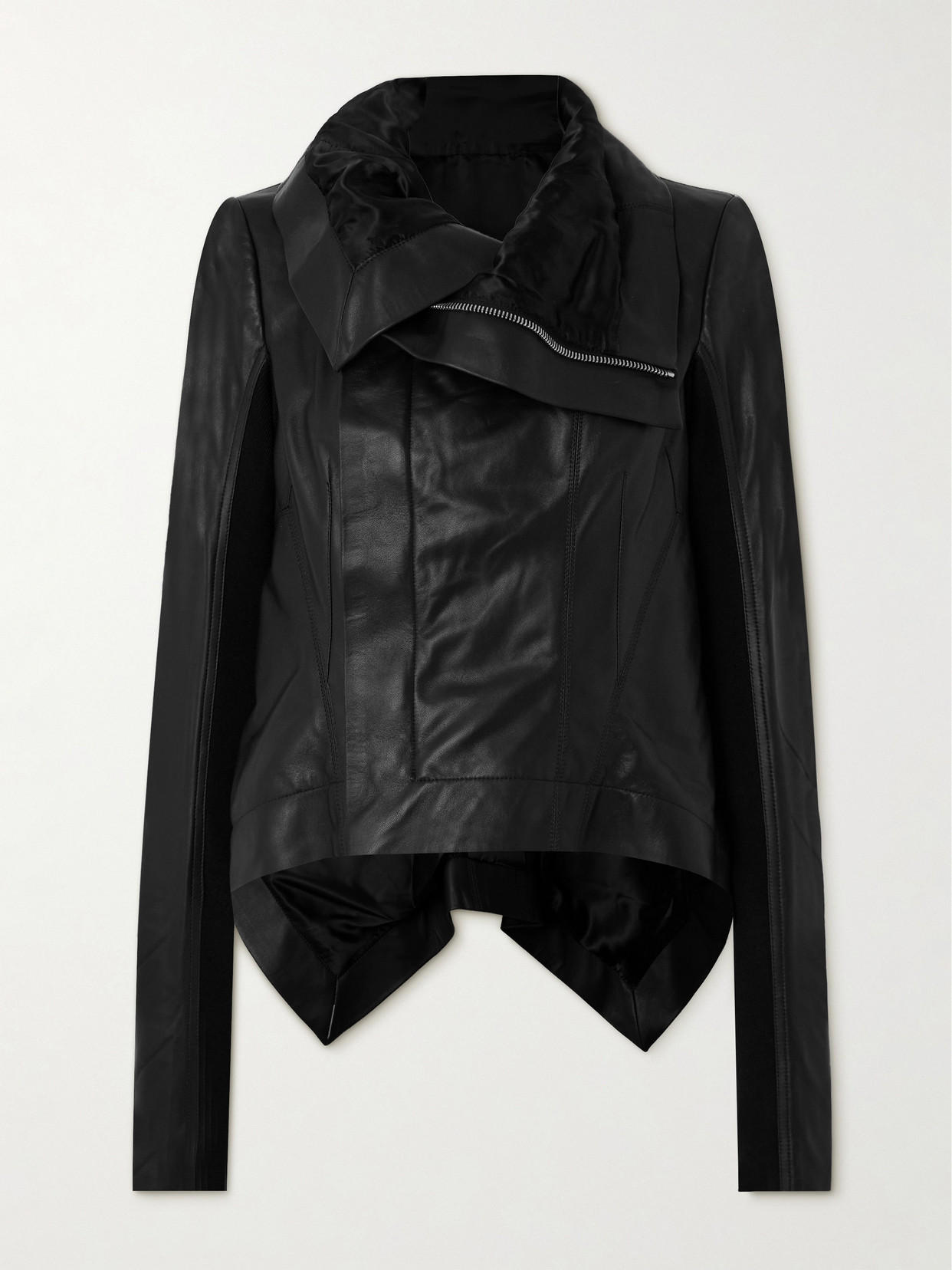 Rick Owens Naska Leather Biker Jacket In Black