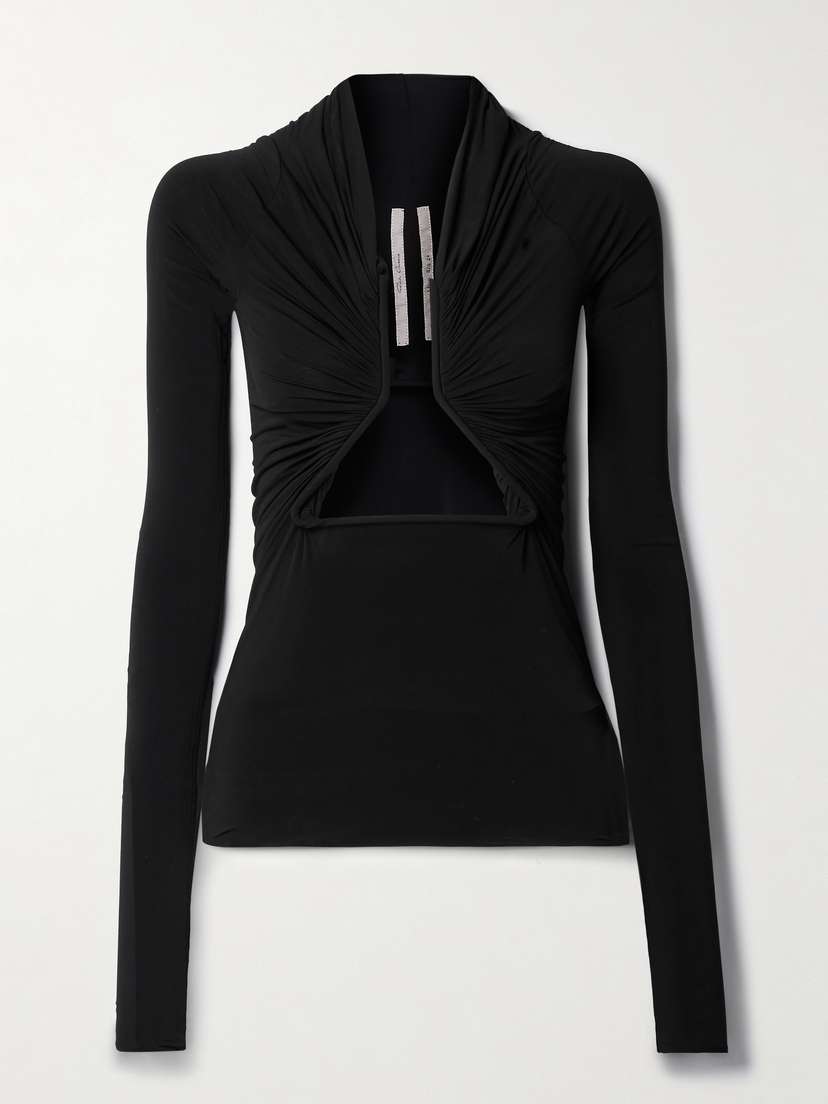Rick Owens Cutout Ruched Stretch-jersey Top