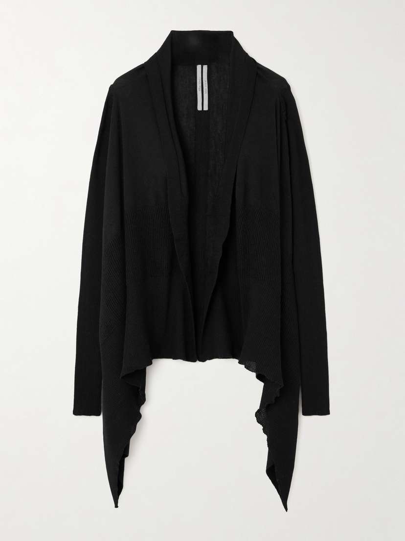 Rick Owens Asymmetric Ribbed Wool Cardigan