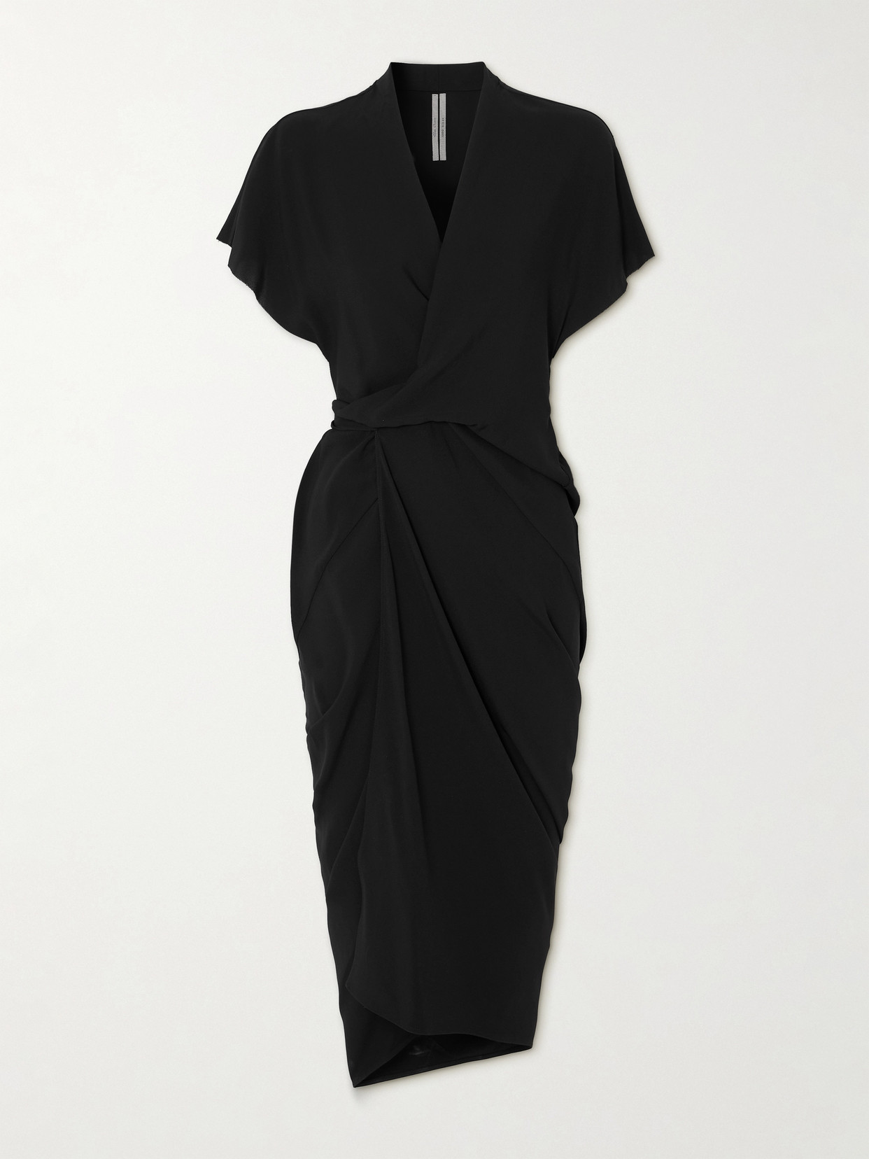 Rick Owens Gathered Wrap-effect Crepe Midi Dress - Black