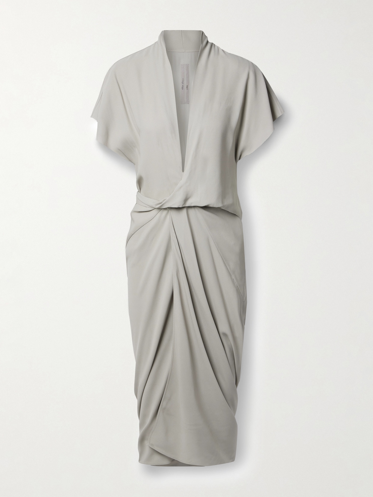 Rick Owens Gathered Wrap-effect Crepe Midi Dress - Neutrals