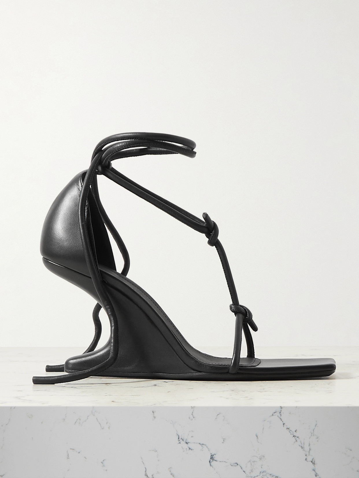 Rick Owens Cantilever 8 Leather Sandals In Black