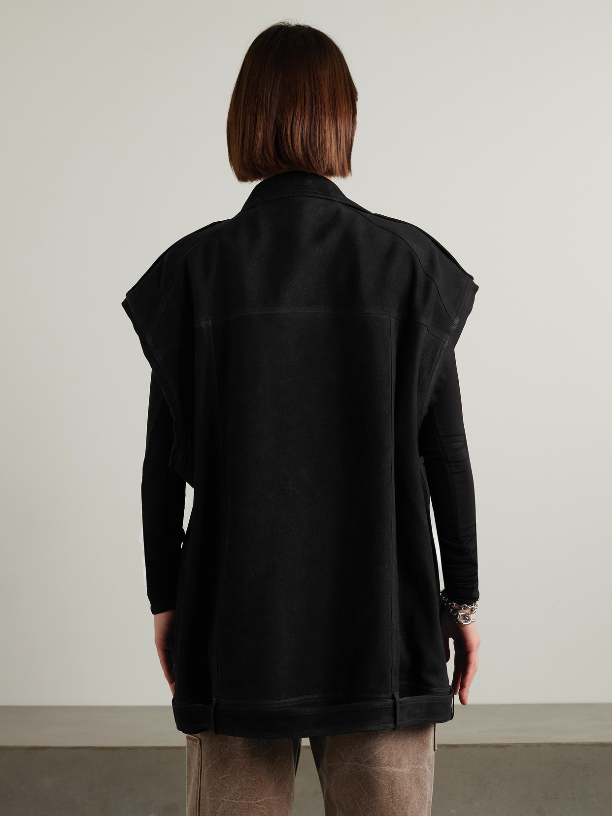 Belted Oversized Suede Biker Jacket